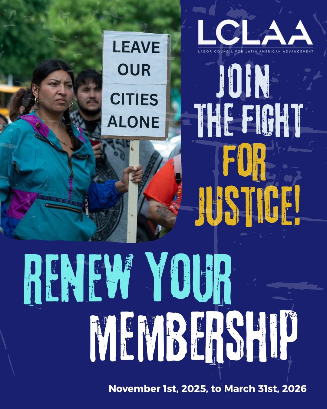 📢LCLAA stands shoulder to shoulder with thousands of immigrant and working families who continue to face challenges, hardships, and uncertainty. We need you by our side to keep fighting for justice, dignity, and security!
Renew your membership&mdash