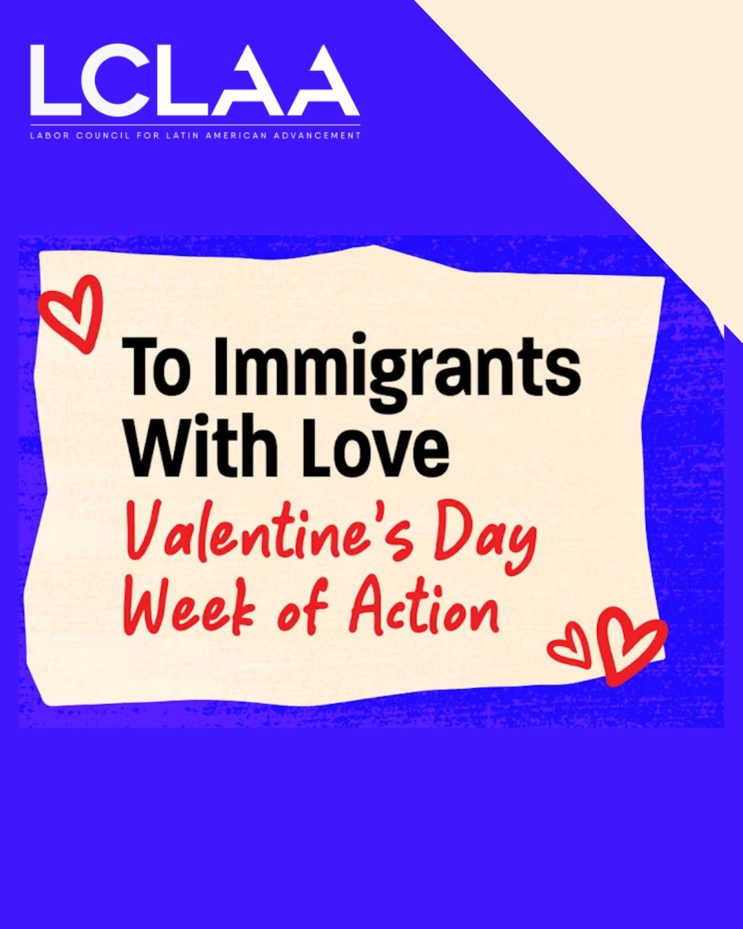 Immigrants are our neighbors, coworkers, classmates, and loved ones. 
📣 Join us Feb 9&ndash;15 for the To Immigrants With Love Week of Action. 
➡️ Sign up: link in bio.