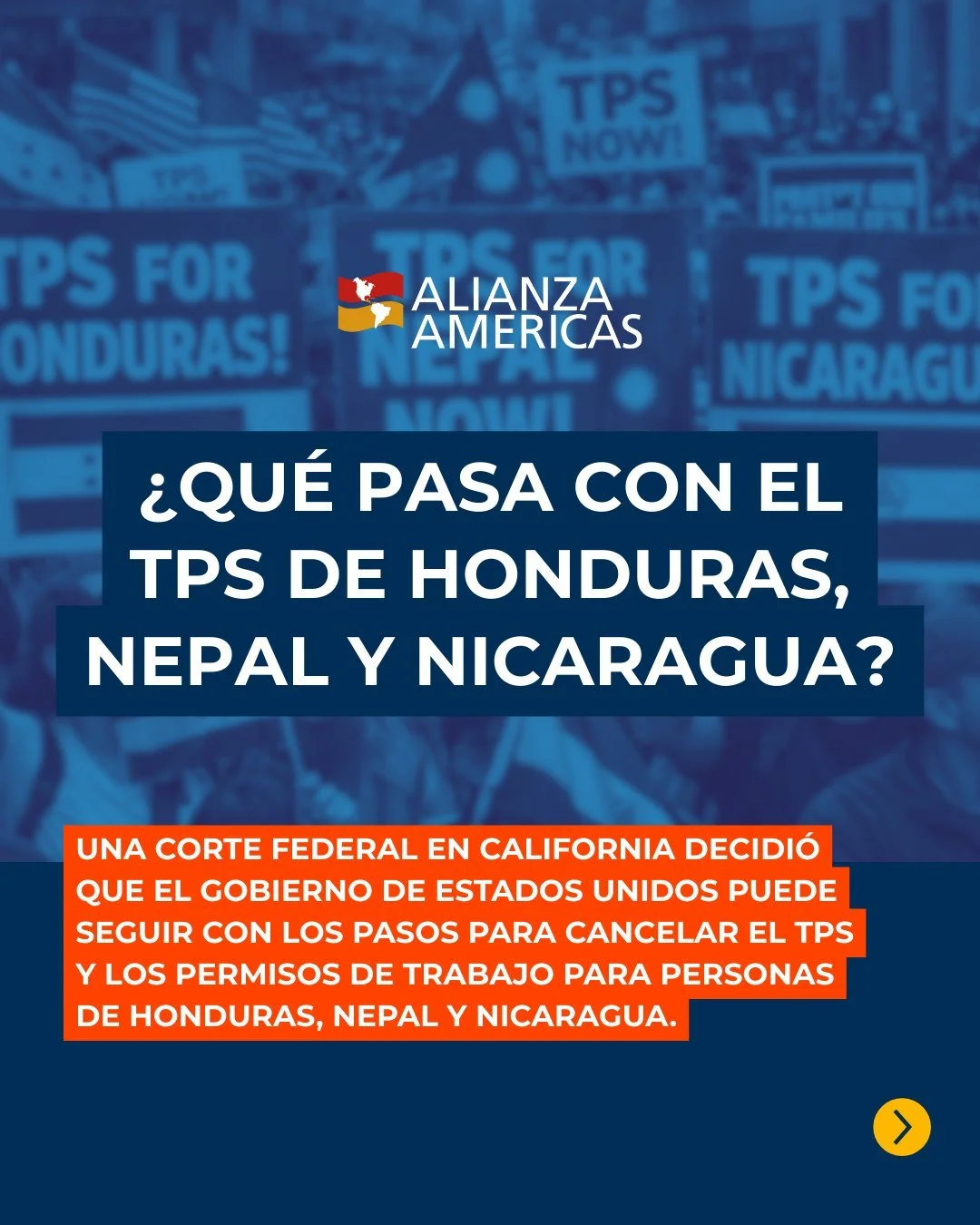 🚨 Una corte permiti&oacute; que el gobierno de EE.UU. contin&uacute;e el proceso para cancelar el TPS de Honduras, Nepal y Nicaragua. Esto no es la decisi&oacute;n final, pero s&iacute; abre la puerta a que el gobierno anuncie la cancelaci&oacute;n 