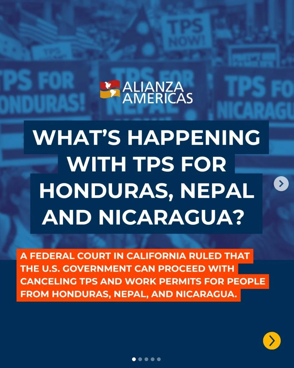 🚨 A court has allowed the U.S. government to continue the process of canceling TPS for Honduras, Nepal, and Nicaragua. This is not the final decision, but it opens the door for the government to announce the cancellation at any time. Swipe to unders