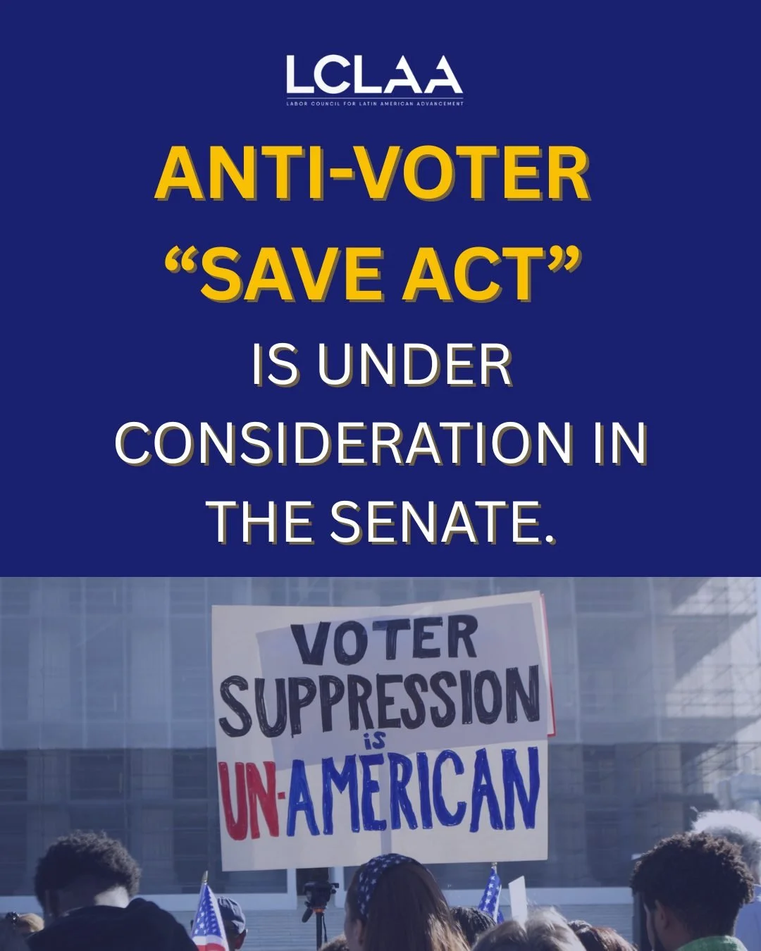 Did you know? 🚨 The SAVE America Act would reject most driver&rsquo;s licenses, REAL IDs, military IDs, and tribal IDs as proof of citizenship to register to vote. This would create unnecessary barriers for millions of eligible voters.

⏰Take action