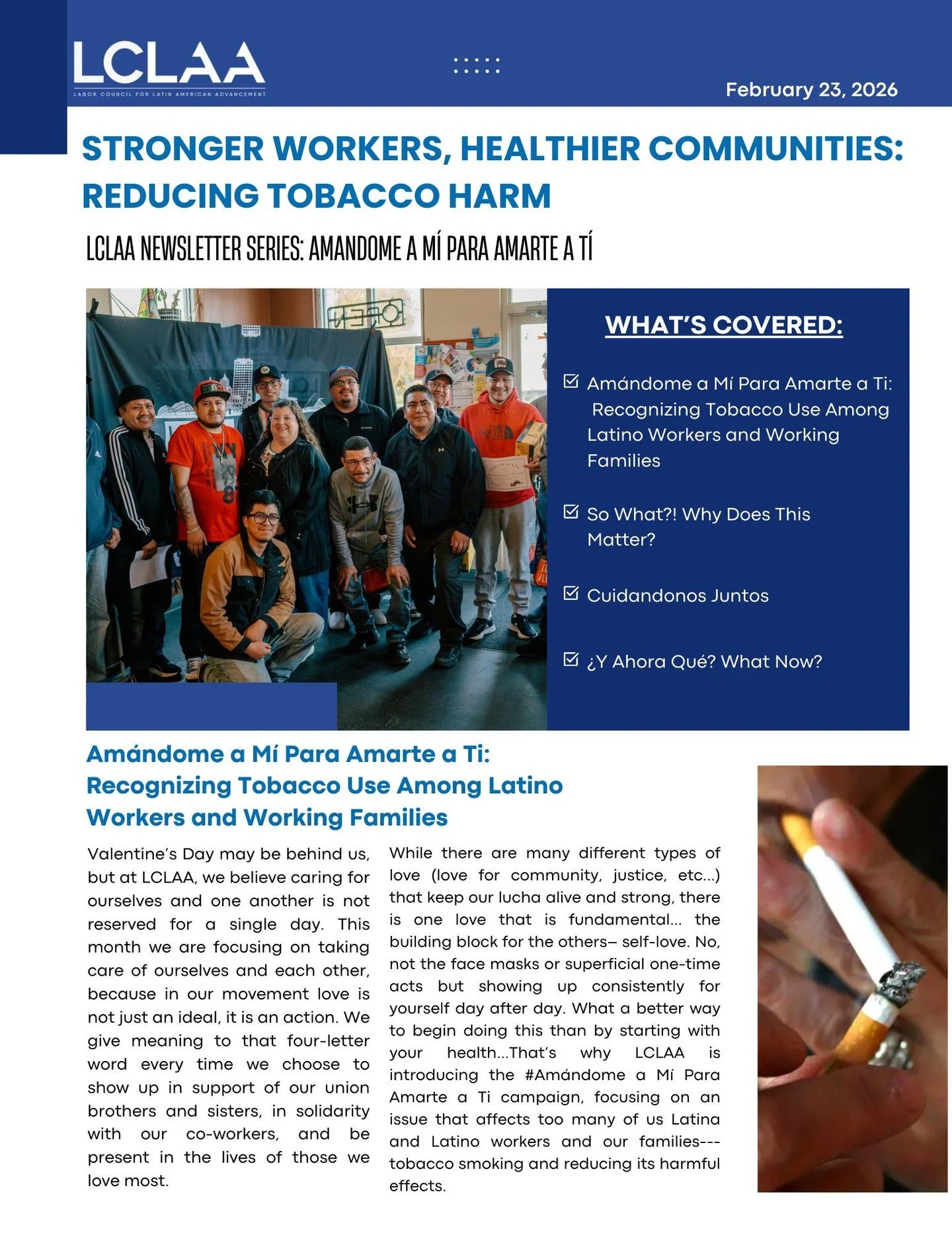 Valentine&rsquo;s Day may be over, but our commitment to loving ourselves and one another in this movement is here to stay. 💙

That&rsquo;s why LCLAA is proud to launch our #Amandome A Mi Para Amarte A Ti newsletter series&mdash;Stronger Workers, He