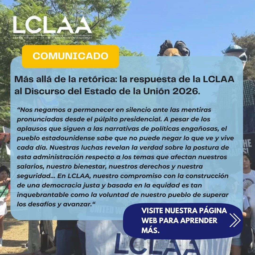 🗣️ LCLAA responde al Discurso del Estado de la Uni&oacute;n con verdad, un compromiso inquebrantable con nuestra comunidad y un claro llamado a la acci&oacute;n.

Visita nuestro sitio web para leer el comunicado completo: https://bit.ly/4qRbQf9 (enl
