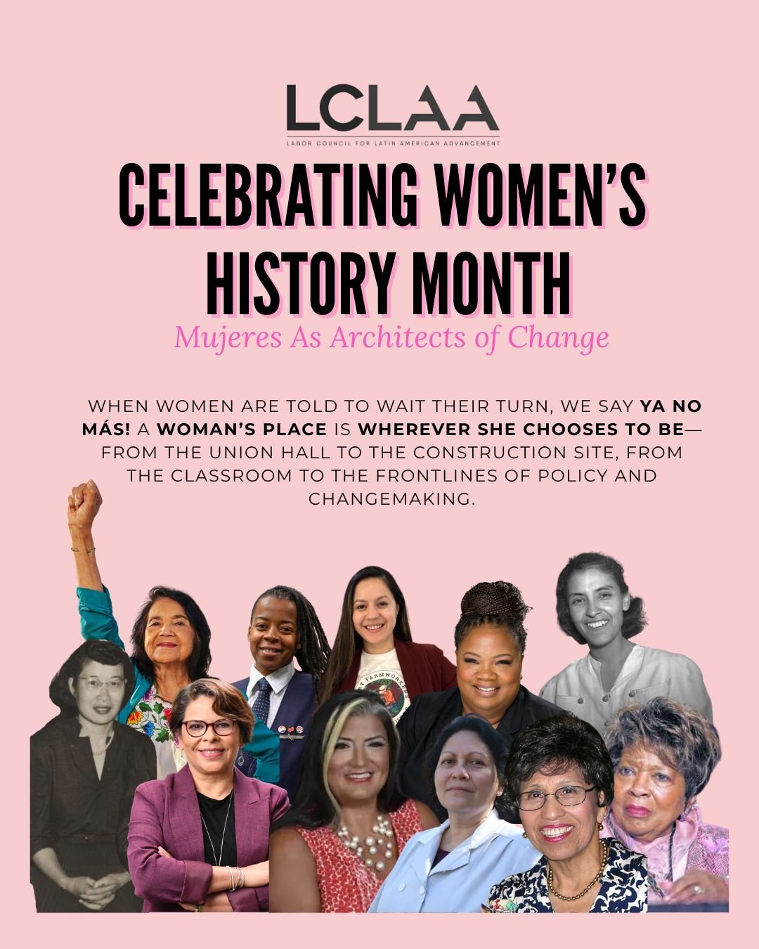 💜 This Women&rsquo;s History Month, LCLAA honors the women whose courage, leadership, and resilience have shaped the labor movement and strengthened our communities nationwide.
From Kate Mullany to Addie L. Wyatt, Emma Tenayuca, and Dolores Huerta, 