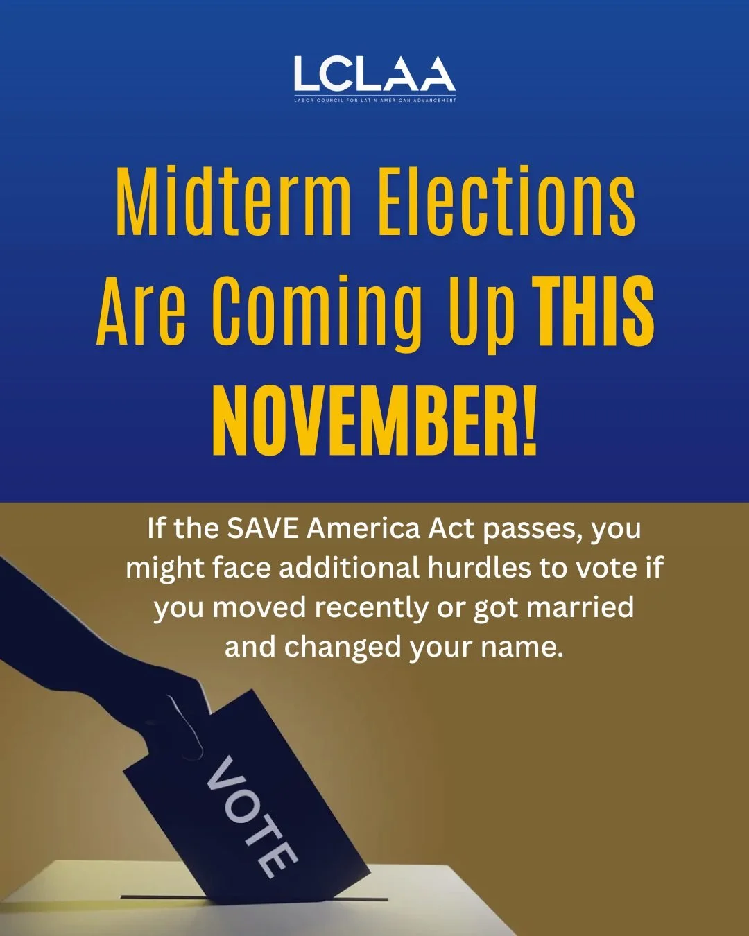 The &ldquo;SAVE America Act&rdquo; does no saving&mdash;it makes voting harder and more expensive for working people.
Many workers, including Latinos, can&rsquo;t afford to miss work or pay hundreds for documents just to register, let alone vote.
Our
