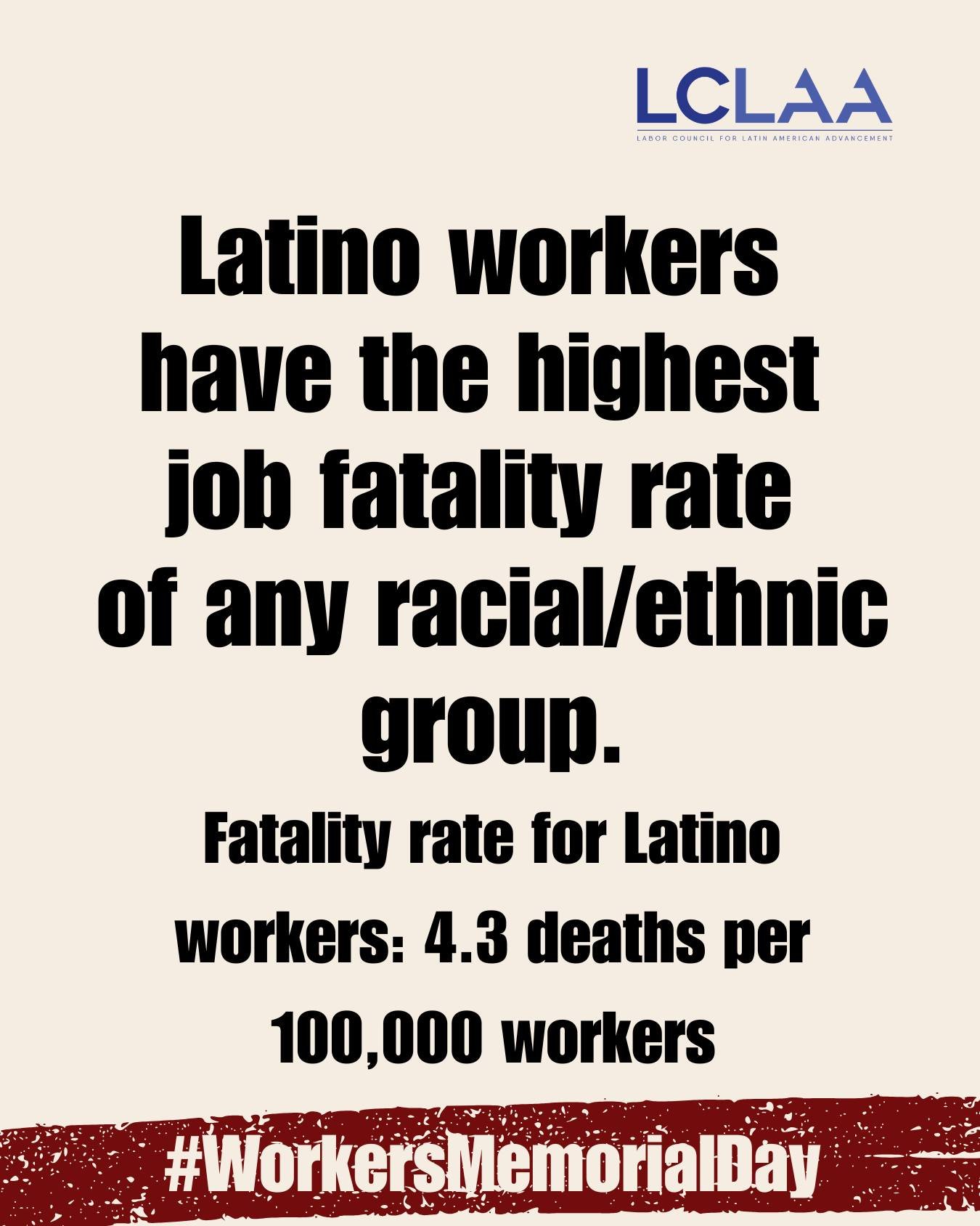 Los trabajadores latinos son el grupo con la tasa más alta de muertes en el trabajo, aproximadamente un 24 % superior a la media nacional. Se trata de una crisis que no podemos ignorar.
Para más información sobre el último informe de la AFL-CIO: «Muerte en el trabajo: la herramienta de la negligencia 2026», consulte aquí: https://l