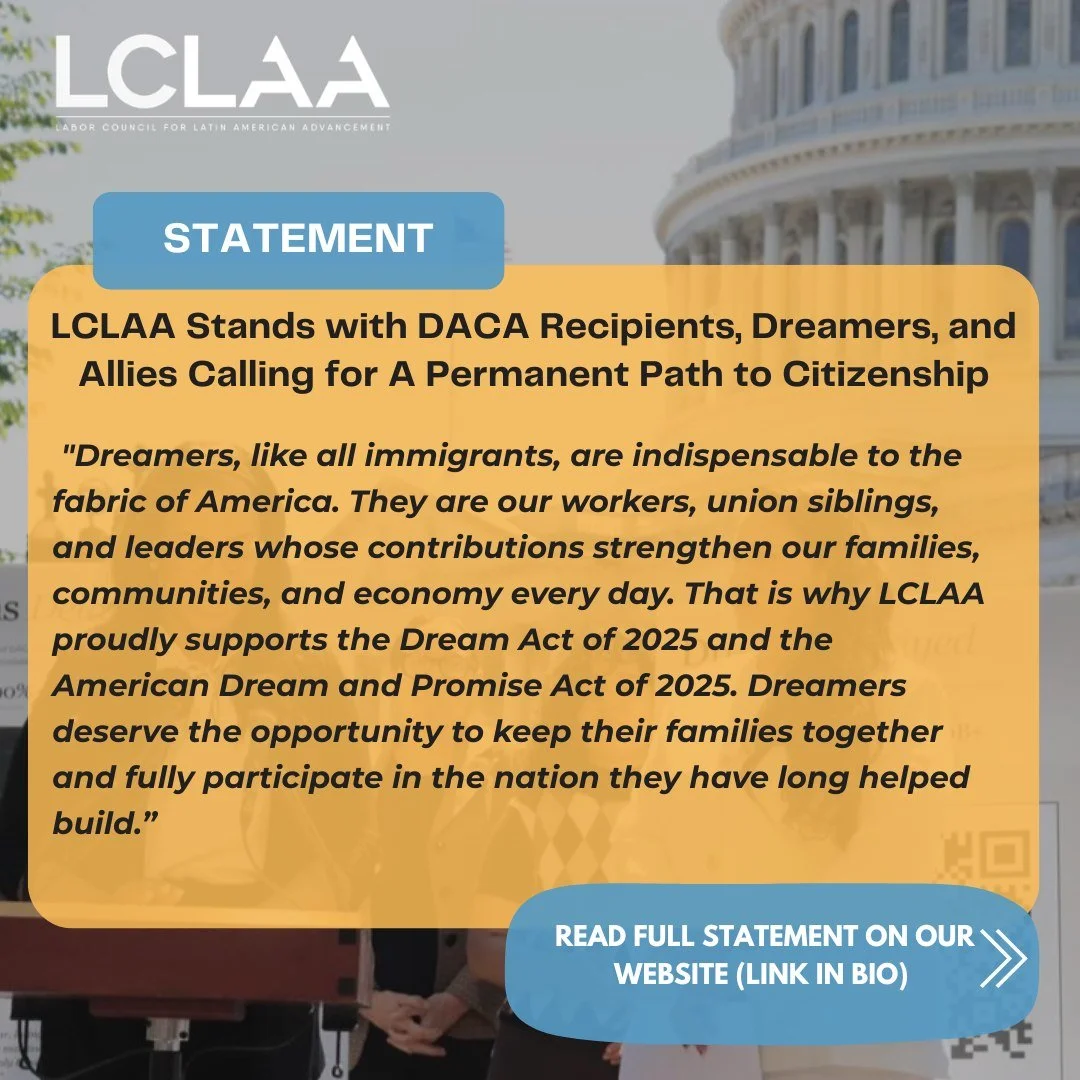 ✊🏽La lucha continúa.

LCLAA sigue apoyando a los «dreamers» y a los beneficiarios del DACA.
 
Lee aquí la declaración completa de LCLAA tras la rueda de prensa de ayer y el foro «Senate Spotlight» sobre el DACA: https://bit.ly/3R6mouR

#LCLAA #DACA #HomeIsHere