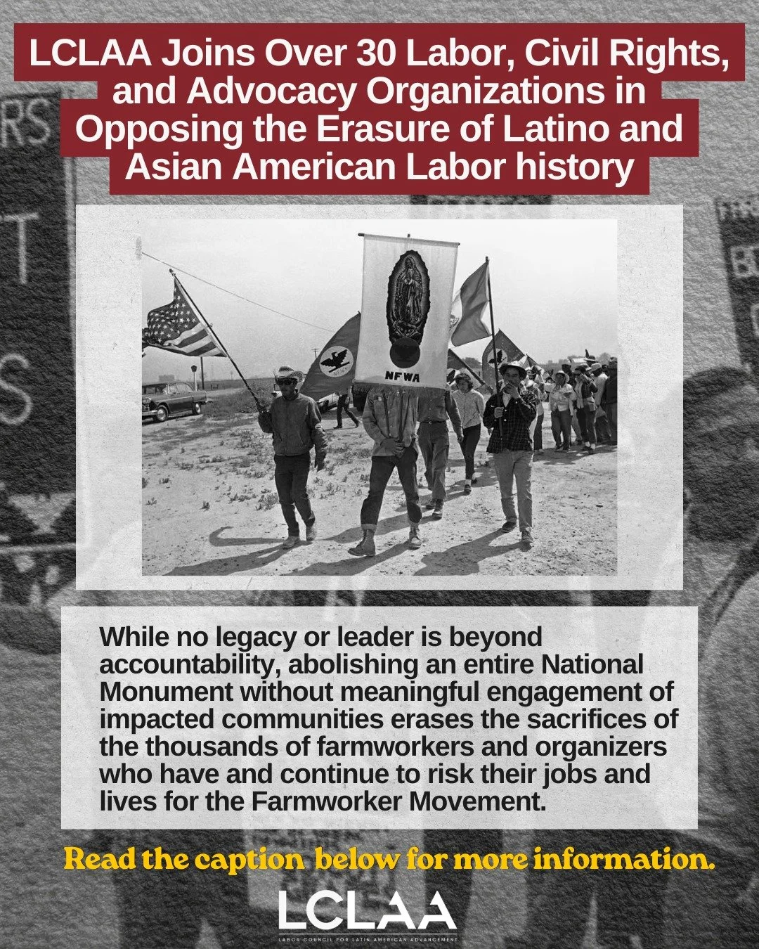 La LCLAA se unió a 36 organizaciones sindicales, de derechos civiles y de defensa de causas sociales para enviar una carta al senador Martin Heinrich en la que se oponen firmemente a los intentos de menoscabar el legado del Movimiento de los Trabajadores Agrícolas mediante la supresión del Día Nacional de César Chávez