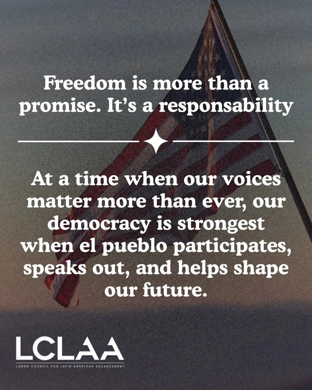 This Independence Day, we celebrate the enduring ideals of freedom and democracy. 
Freedom is more than a promise&mdash;it is a responsibility. It is shown through our actions, our participation, and our commitment to one another.
Our democracy is st