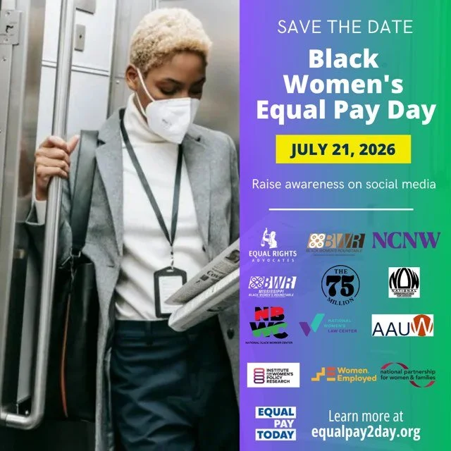📅 Save the date for July 21st! ✊🏾
The wage gap for Black women compared to non-Hispanic white men is 65 cents.

There are many factors and forms of discrimination in employment that impact Black women&rsquo;s pay throughout their careers, reducing 