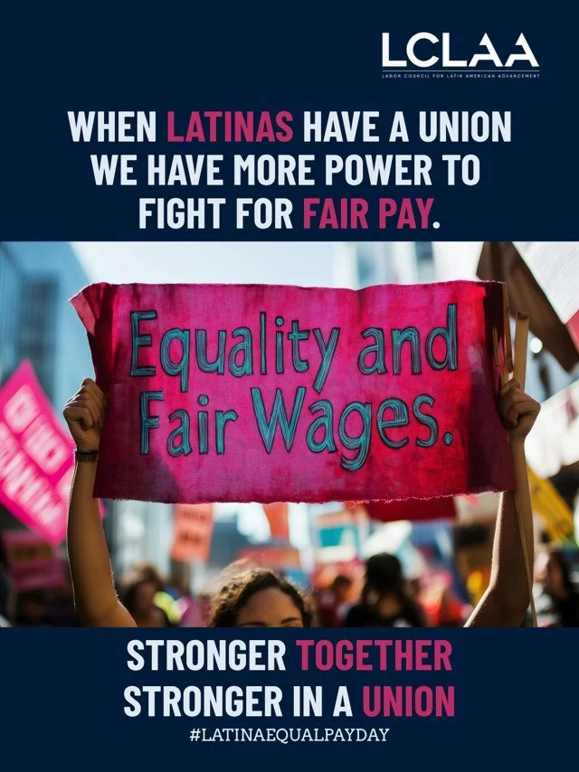 📣 &iexcl;Las latinas somos m&aacute;s fuertes en un sindicato!✊🏽

En 2025, las latinas sindicalizadas que trabajaban a tiempo completo tuvieron ingresos semanales medios aproximadamente 34% m&aacute;s altos que las latinas no sindicalizadas&mdash;u