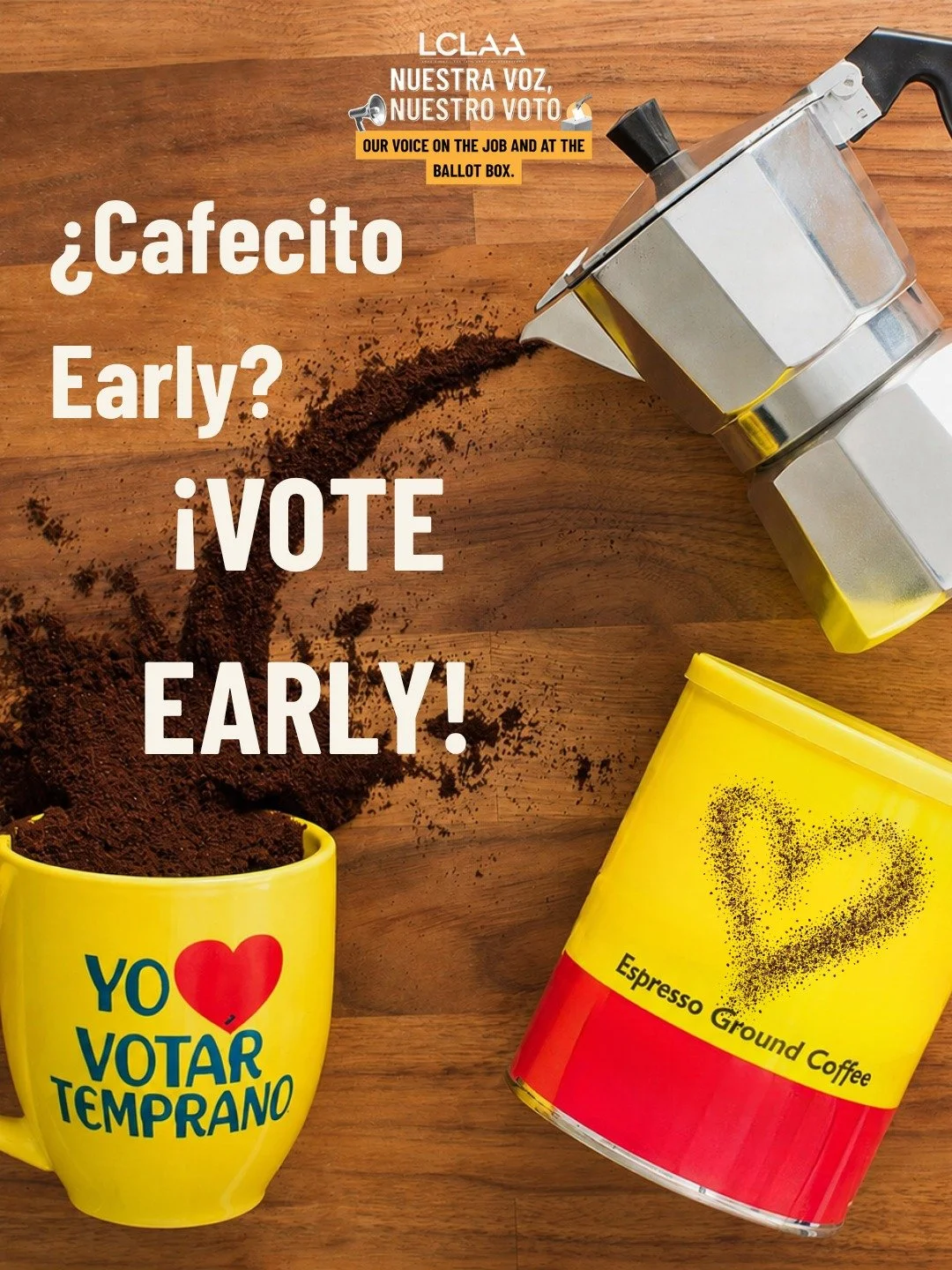 ☕ ¡Mantén la calma, tómate tu cafecito y vota por adelantado! 🗳️

Los trabajadores no deberían tener que elegir entre su turno de trabajo y acudir a las urnas.

Por eso, millones de votantes optan por votar por adelantado. 

Así que diles a tus tías, tíos, vecinos, 