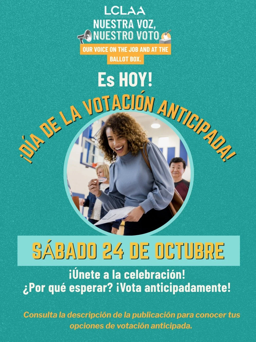 ¡ES HOY! 🎉 ¡El día de la votación anticipada! 🗳️🎉

¿Trabajas el día de las elecciones? ¿Tienes que recoger a los niños del colegio? ¿Cuidas de tu familia? ¿O simplemente prefieres votar con 