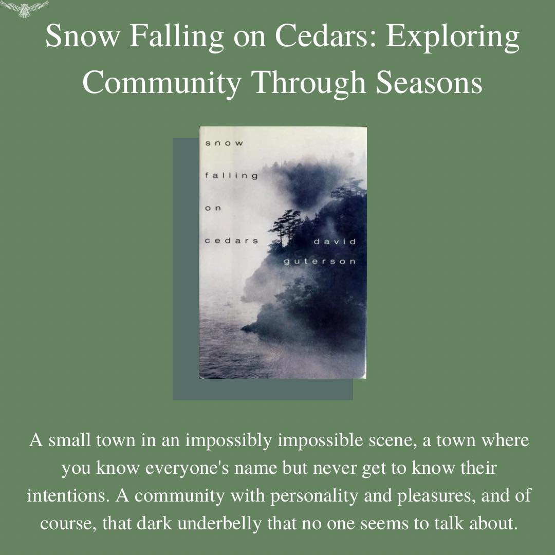 &ldquo;Snow Falling On Cedars&rdquo; is about the trial of Kabuo Miyamoto, who is an American of Japanese descent who is being charged with the murder of Carl Heine, a white salmon fisher in the local area. This story is set in the made-up town of Sa
