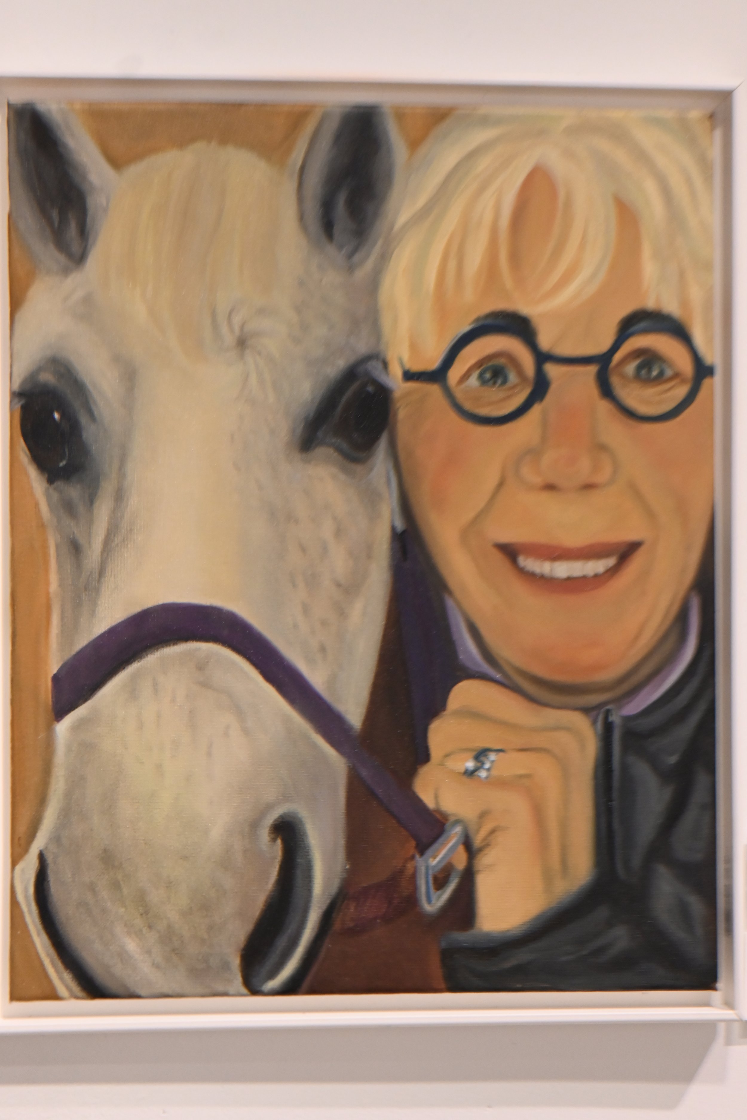  Sage Basso Dorothy &amp; Legend 2024 Oil on Canvas Dorothy &amp; Legend: "Legend was brought over from Spain as a gift to me from David, my husband. He is the most amazing Andalusian with a sensitive spunky personality." 