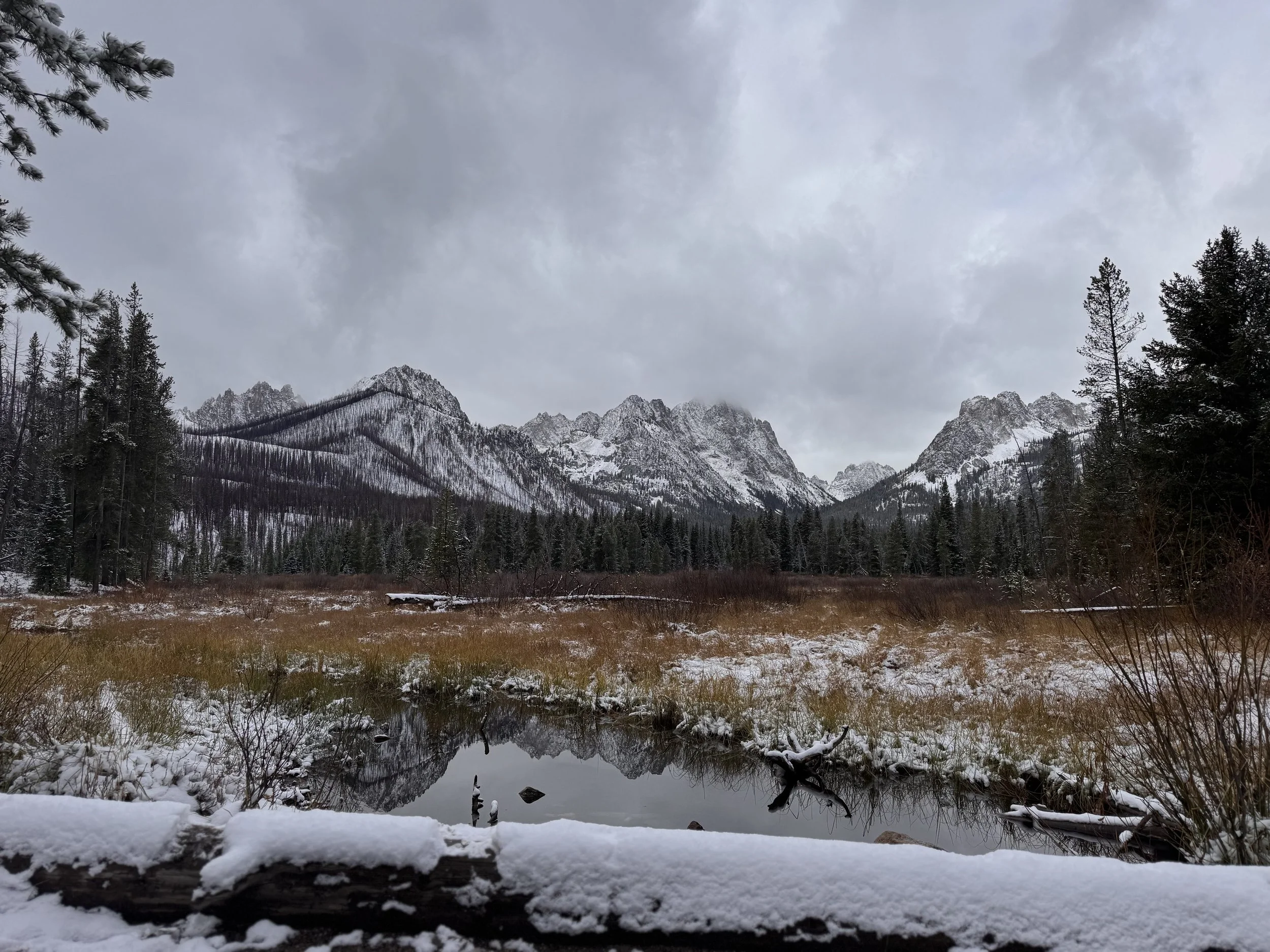  STANLEY, Idaho — Oct. 12, 2025: Snow capped peaks of the Sawtooth Range near Stanley, Idaho. (Vivian Bryan/Echo) 