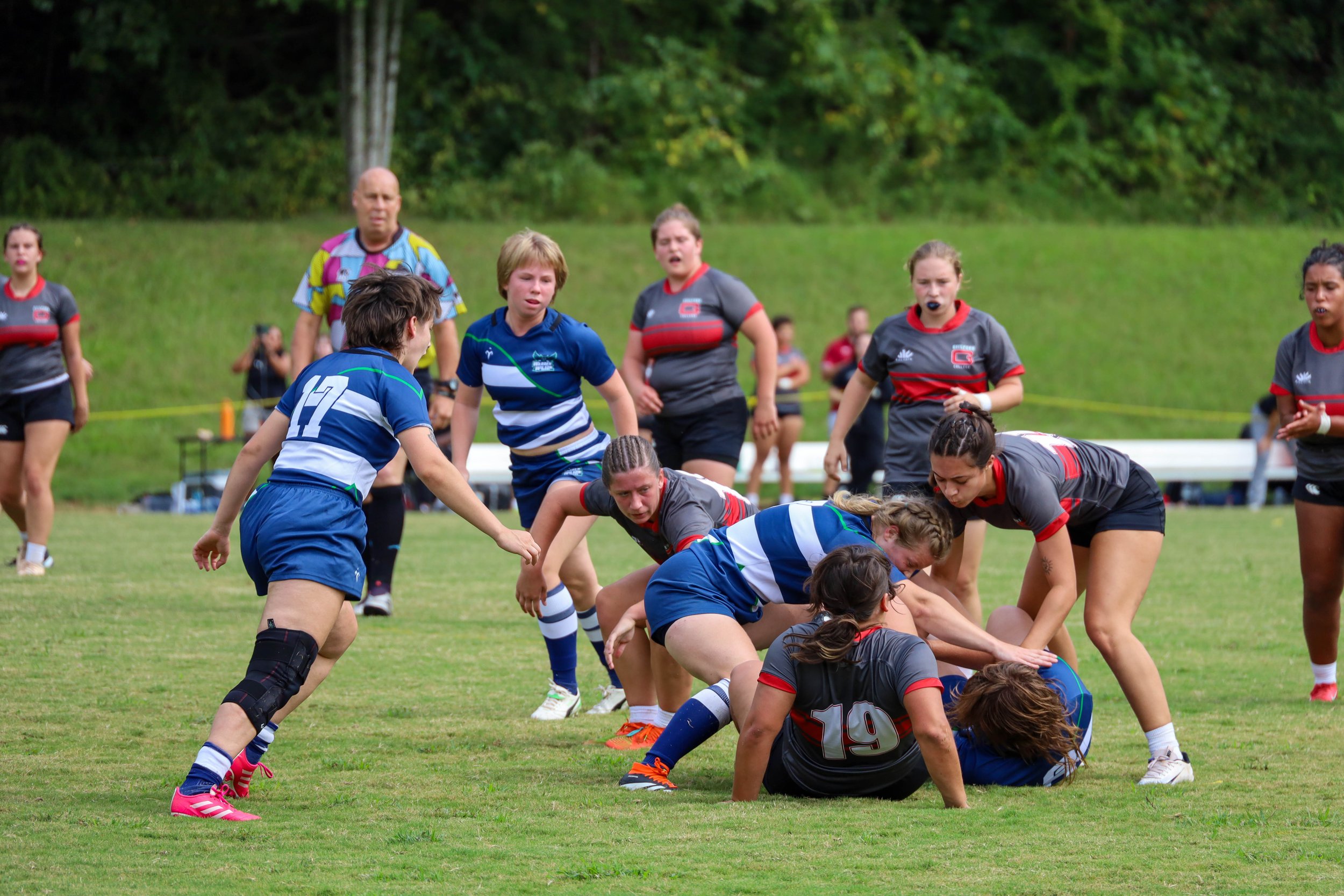  The Warren Wilson College (WWC) women’s rugby team plays Guilford College on September 6, 2025 in Swannanoa, N.C. (Echo/Neko Heinrich) 