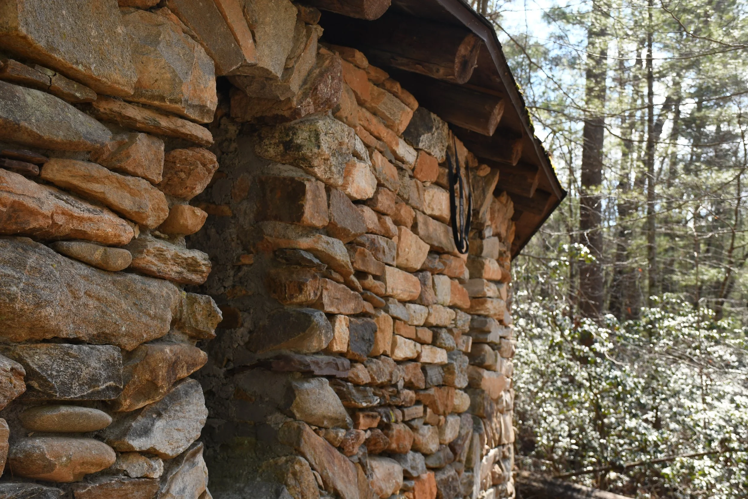  Rock facade of Meditation Hut, Warren Wilson College (WWC) campus in Swannanoa, N.C., on Feb. 27, 2026. (Echo News/Richmond Joyce) 