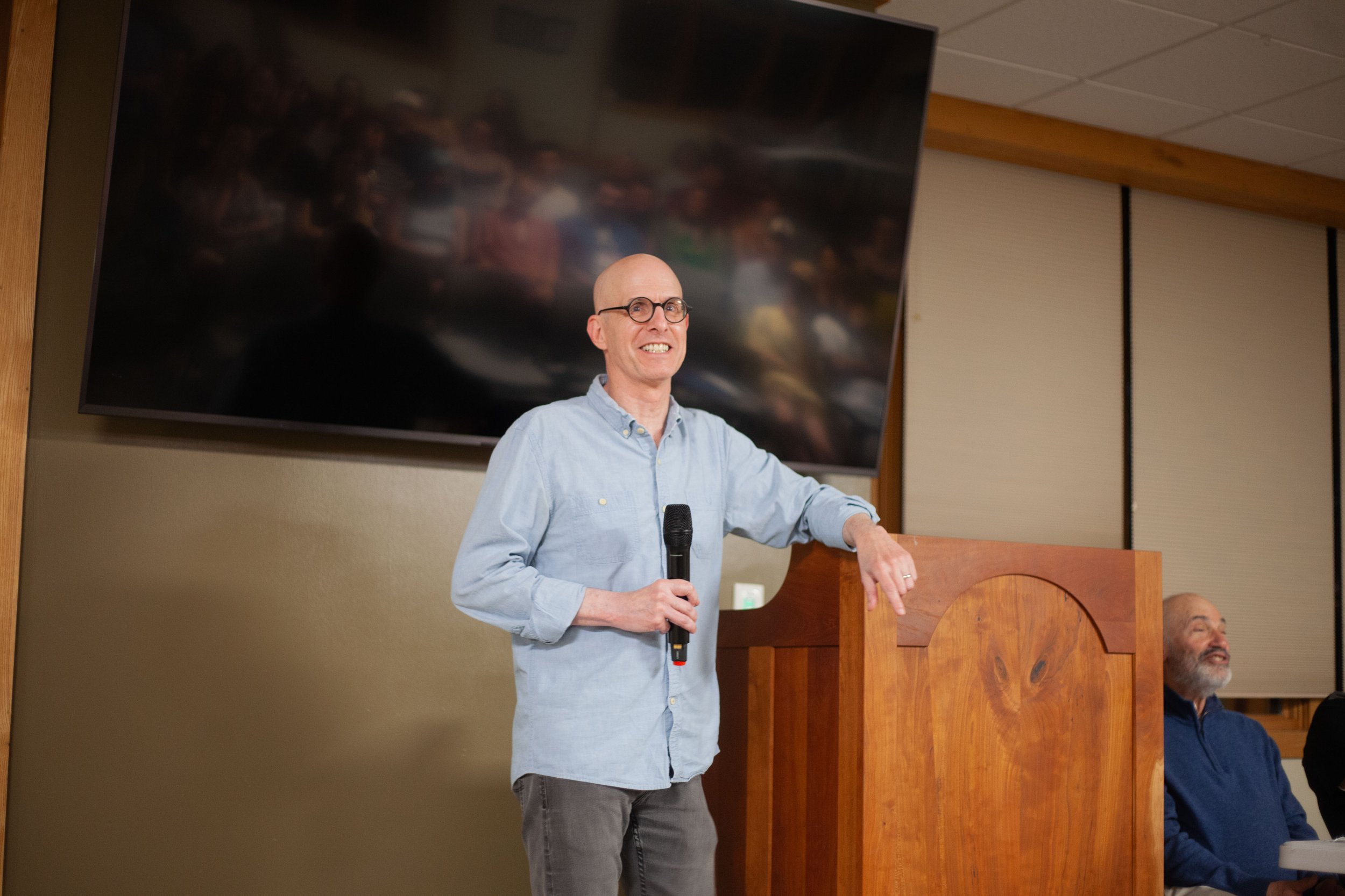  Todd May attending this semester’s Nielsen lecture at Warren Wilson College on, March 26, 2026 in Swannanoa, N.C. (Echo/Emma Taylor McCallum)&nbsp; 