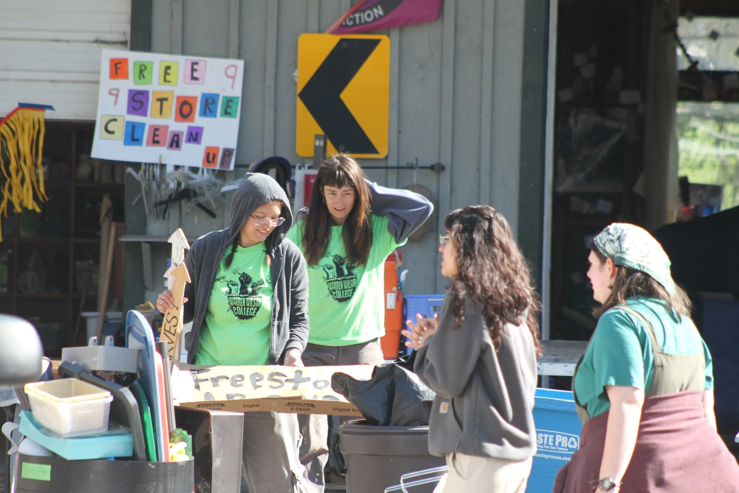 Students work to clean up the Free Store at Warren Wilson College (WWC) on Thursday, April 9, in Swannanoa, N.C. (Echo/Vivian Bryan)