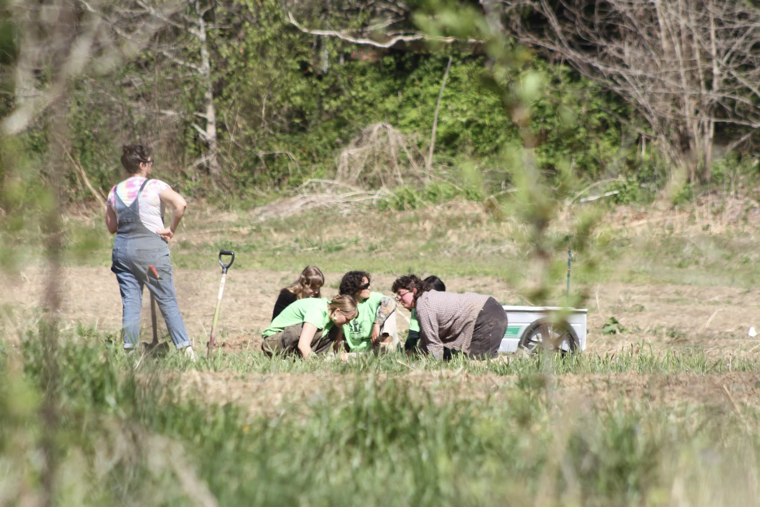 Students work to maintain outdoor spaces at Warren Wilson College (WWC) on Thursday, April 9, in Swannanoa, N.C. (Echo/Vivian Bryan)