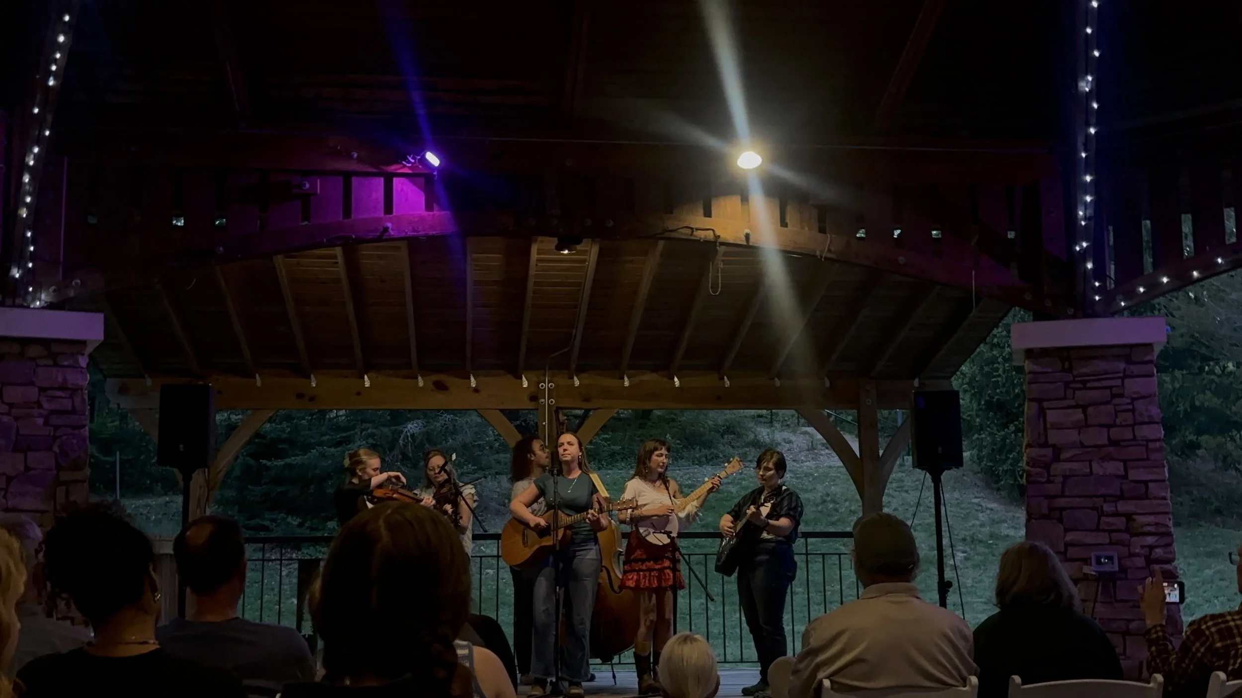  Student bands performing in the Warren Wilson pavilion at the Old Time &amp; Bluegrass bands concert in Swannanoa, NC. (Cobb/The Echo) 