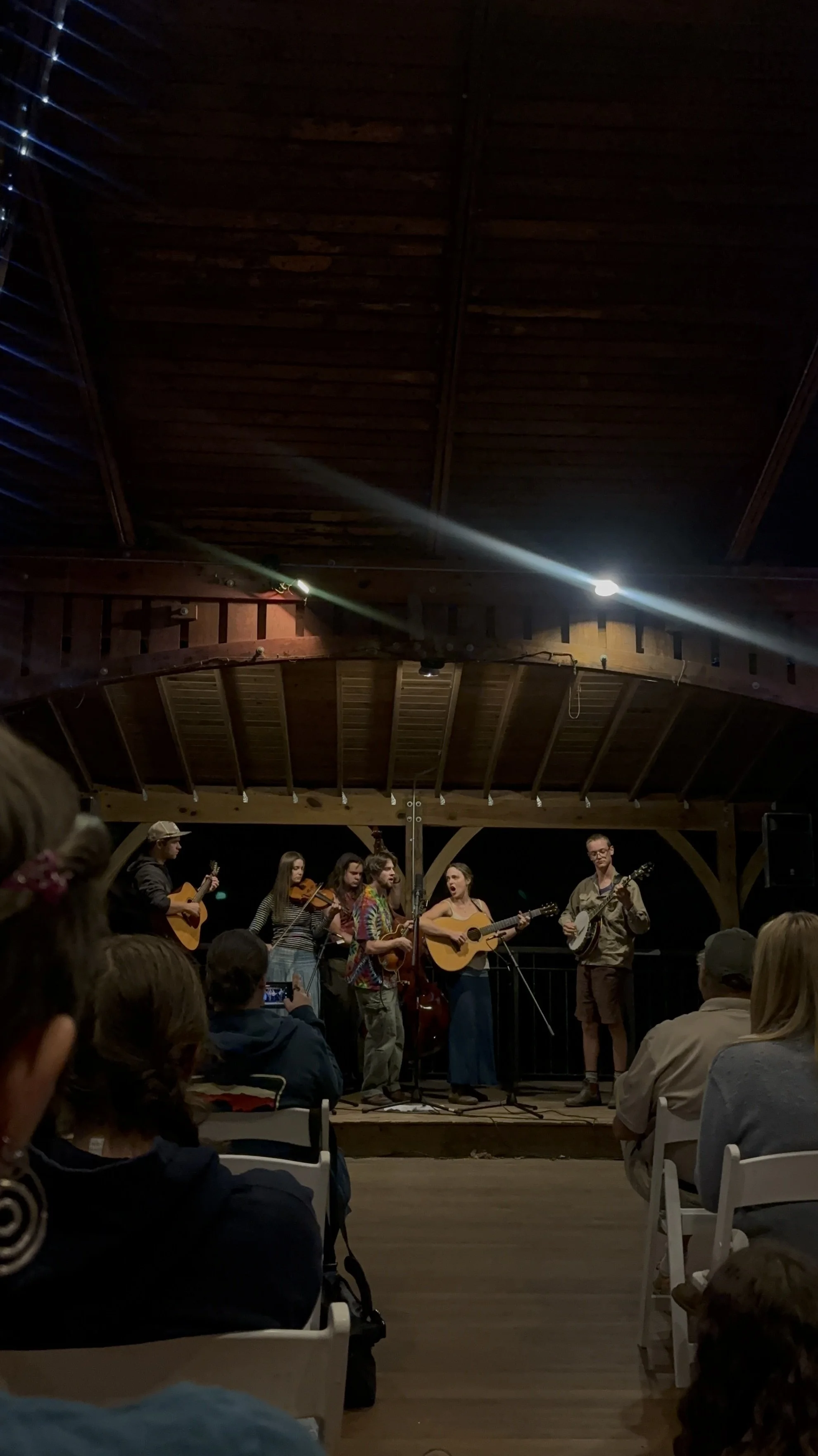  Student bands performing in the Warren Wilson pavilion at the Old Time &amp; Bluegrass bands concert in Swannanoa, NC. (Cobb/The Echo) 