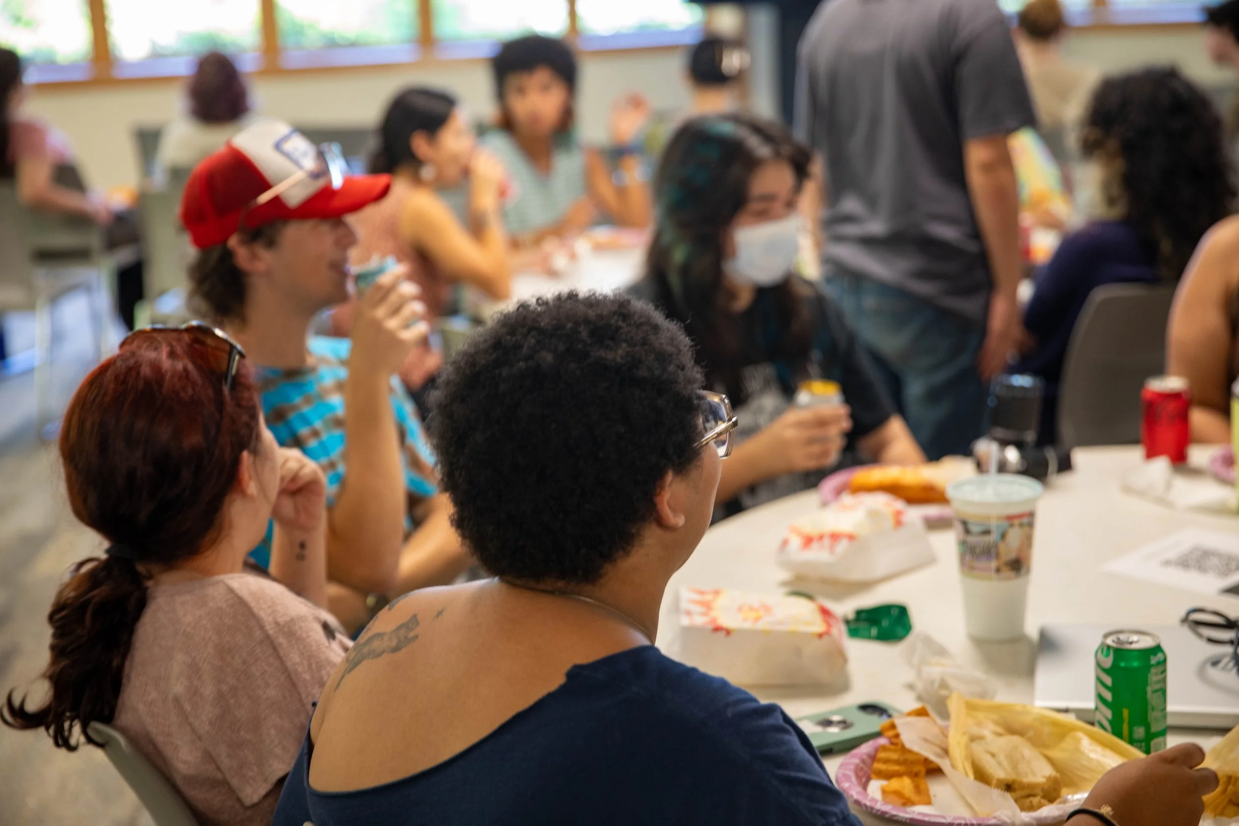  Students at the “What is Democracy?” film screening in Canon Lounge at Warren Wilson College (WWC) in Swannanoa, N.C. on Sept. 3. (WWC/Emily Cobb) 