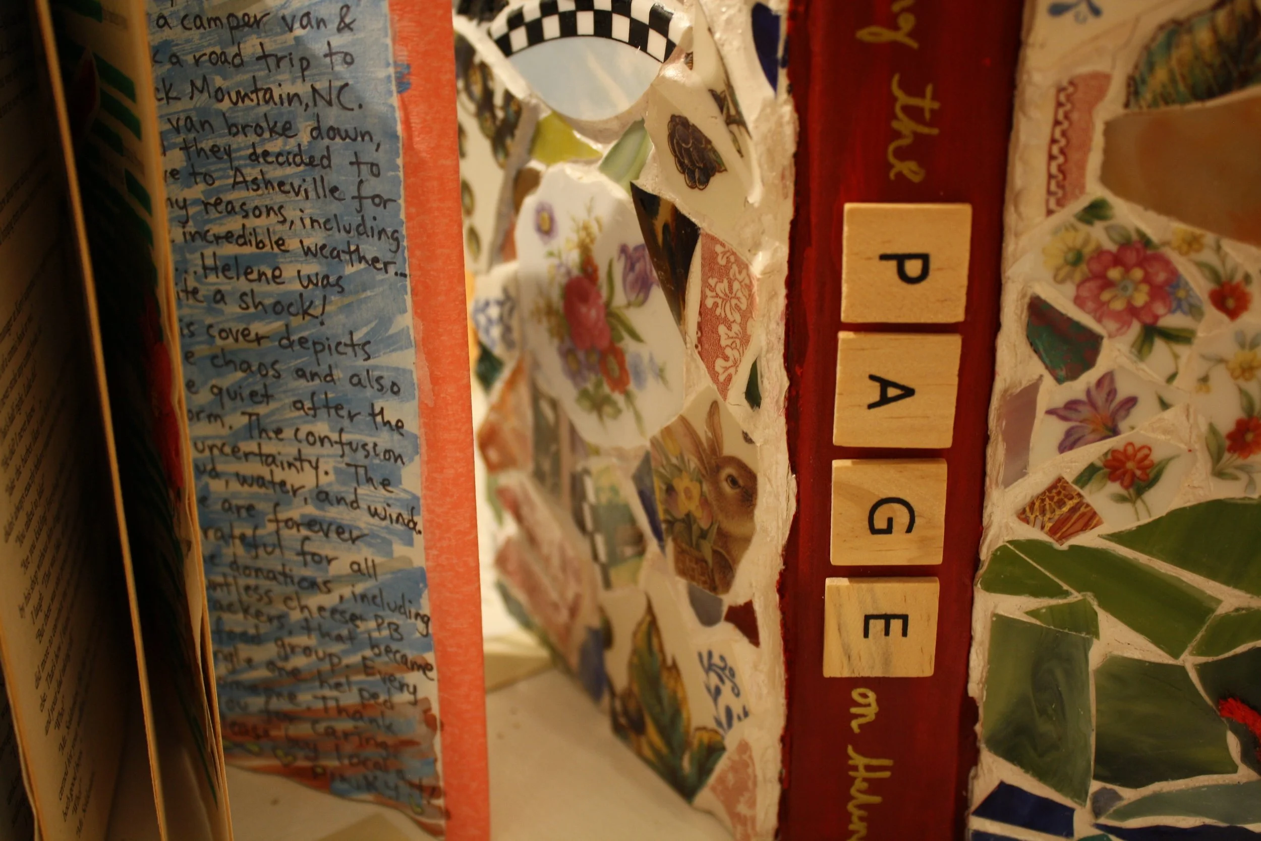 Emily Baker’s cover design for Angela Modzelewski's community art project titled “Turning the Page on Helene vol. 8” displayed at the Contemplating Helene opening reception at the Black Mountain Center for the Arts. on Sep. 4, 2026, Black Mountain, 