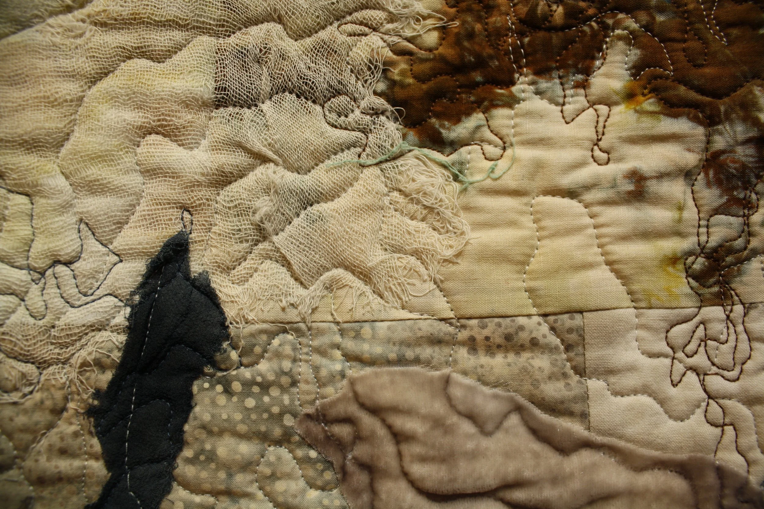  A fabric collage titled  Fractured Winter  by Allya Della Posta displayed at the Contemplating Helene opening reception at the Black Mountain Center for the Arts, on Sep. 4, 2026, Black Mountain, N.C. (Echo/Emma Taylor McCallum) 