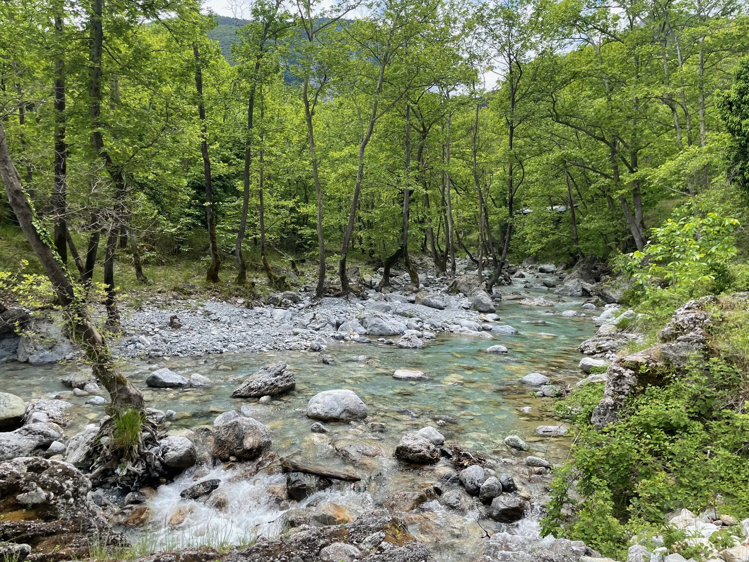  The Enipeas River cascades through the gorge to the Aegean. It is fed by snowmelt and bright turquoise. Olympus National Park⁩, ⁨Litochoro⁩, ⁨Central Macedonia⁩, ⁨Greece⁩ on May 18 2026 (Echo/Emma Taylor McCallum) 
