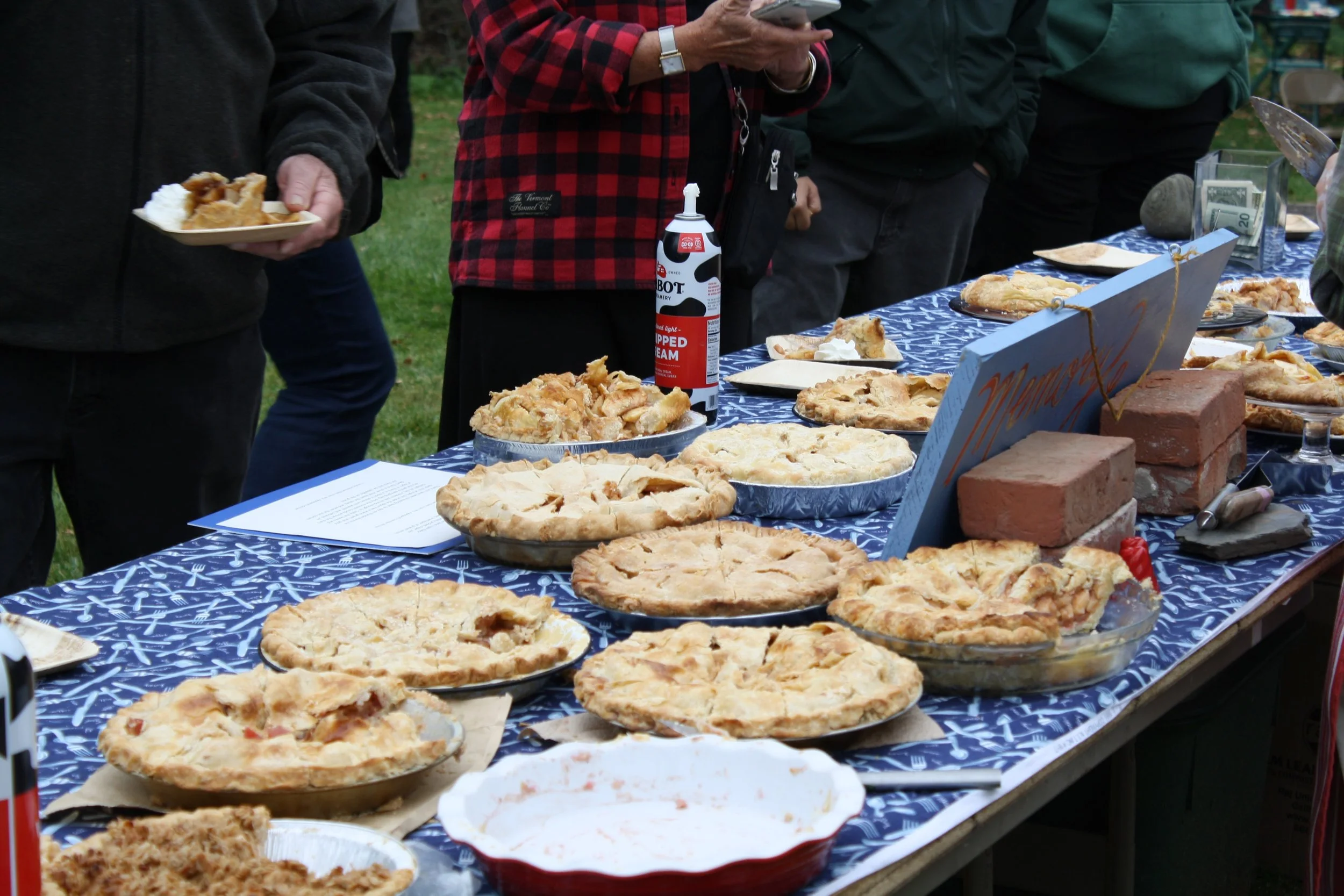  The Vermont apple pie table at Art at the Kent’s 2026 exhibition, Throughlines, Calais Vt. Oct. 11, 2026. (Echo/Emma Taylor McCallum) 