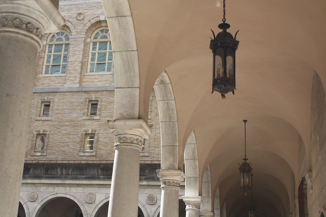  The arches of the Boston Public Library courtyard, Boston Mass. on Oct. 10, 2026. (Echo/Emma Taylor McCallum) 