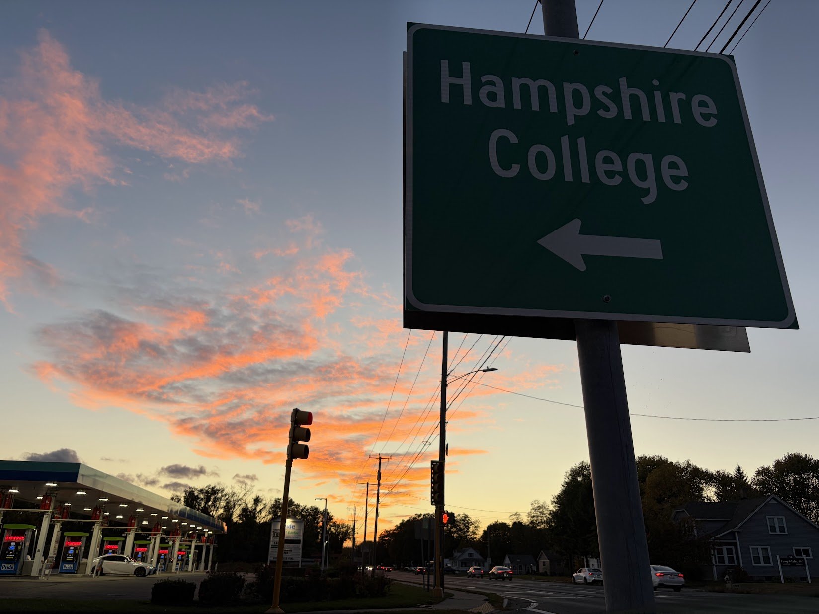  Hampshire College sign on Oct. 14, 2026, in Amherst, Mass.. (Echo/Wyatt Layton) 