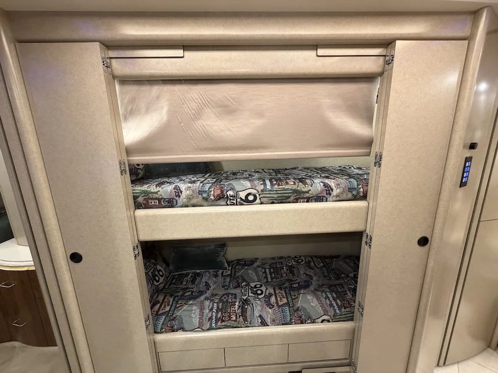 Bunk beds or alternative closet inside the 2019 Marathon Bunk Coach.