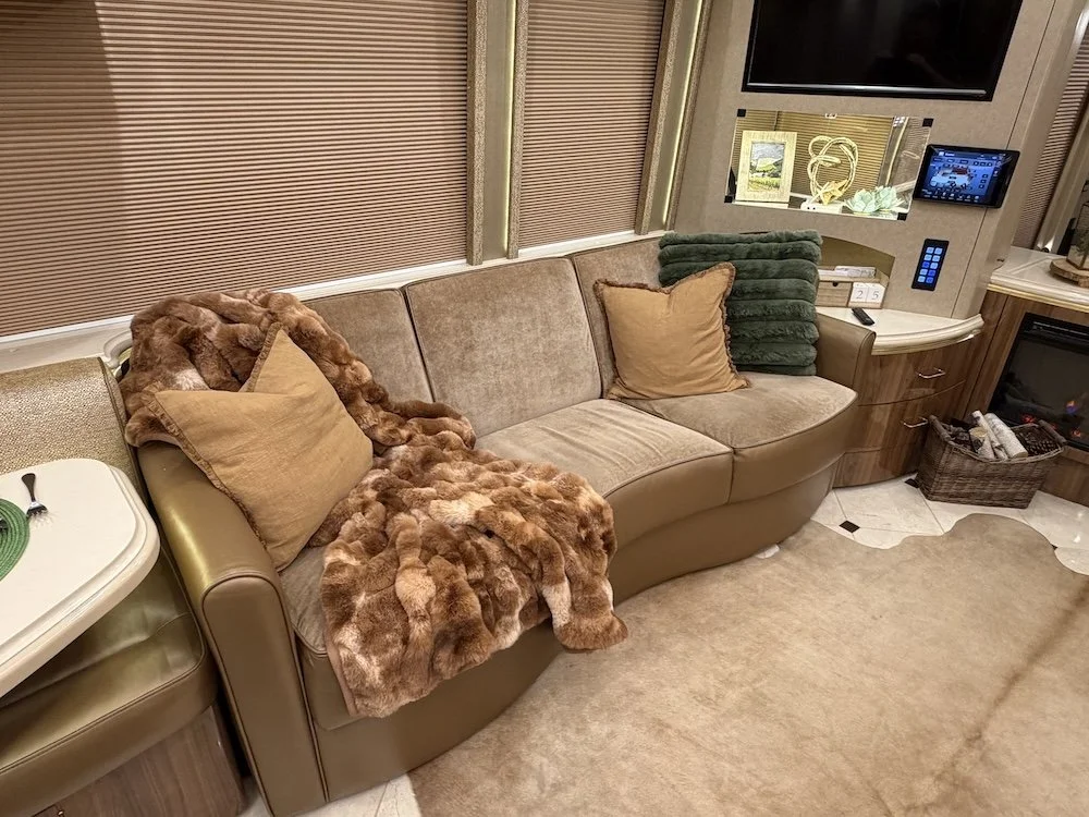 Sitting area inside the 2019 Marathon Bunk Coach.