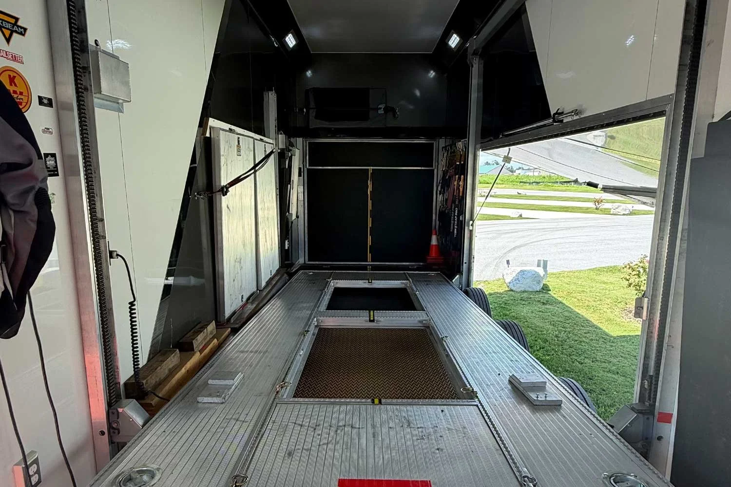 Interior view toward the open rear ramp