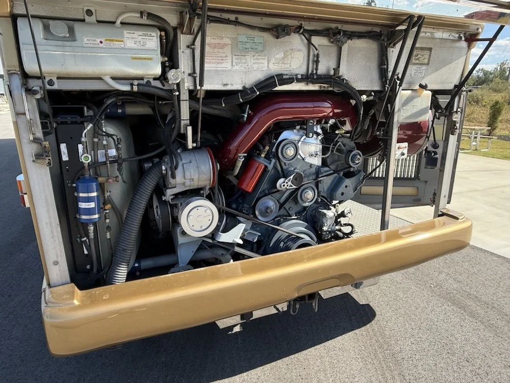 Rear engine bay compartment showing the fully serviced diesel engine.