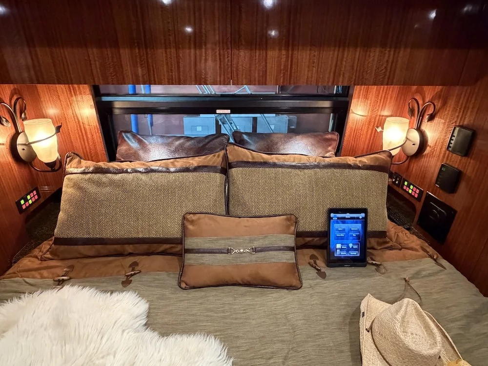 Close up of sleeping area with controls. 