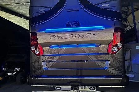 Close-up detail of the custom amber LED back-lighting.