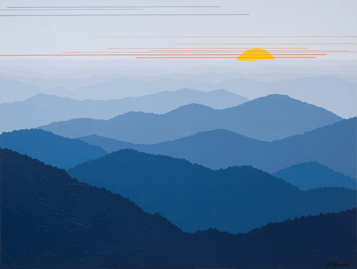 BLUE RIDGE EVENING SERENITY, Acrylic on Gallery Wrapped Canvas, 36 x 48 inches, $3400/SOLD   cat.#185