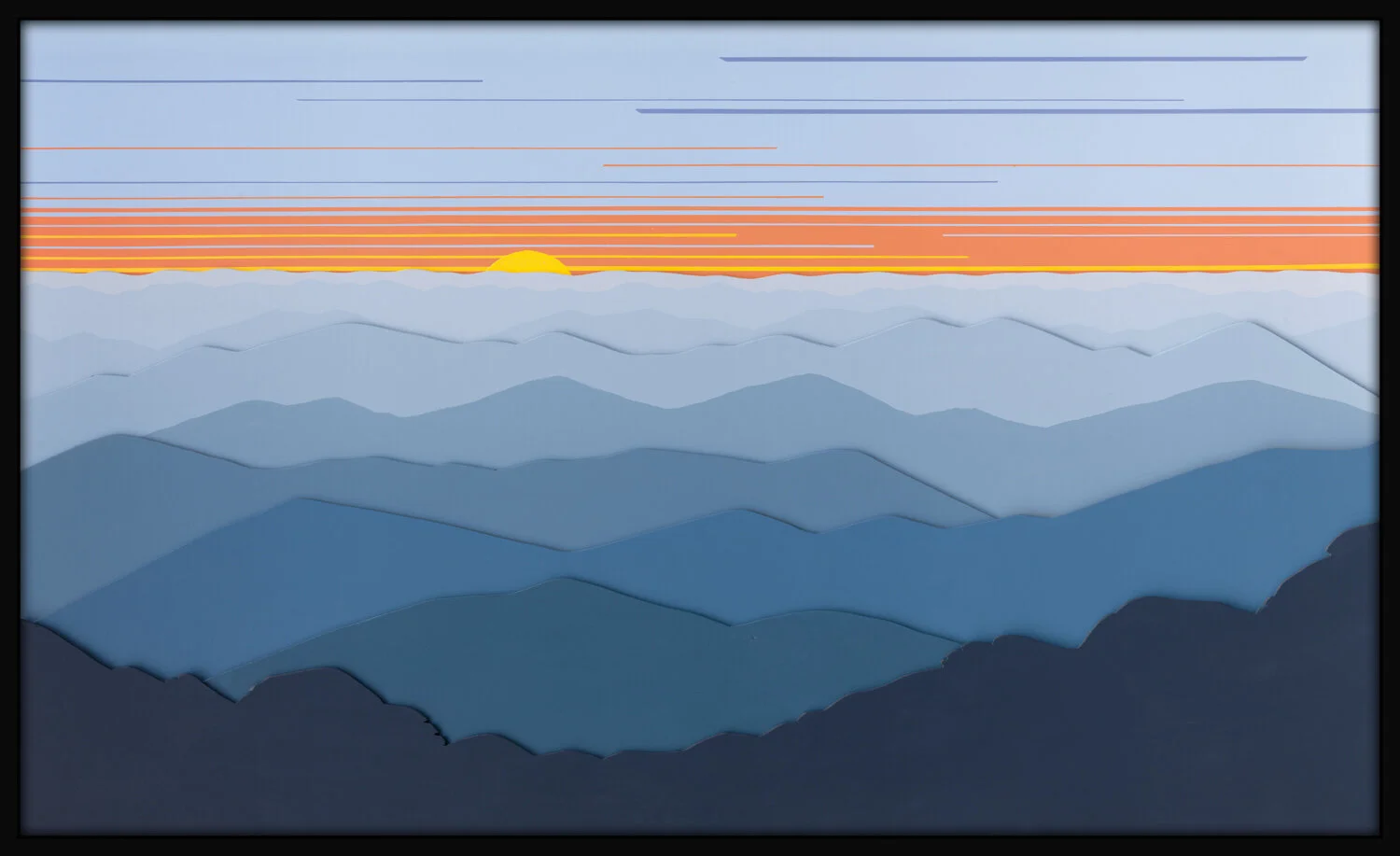 PARKWAY SUNSET VISTA, 3-D Painting, Acrylic on Layered Wood, 26 x 42 x 2 inches, $2300/SOLD   cat.#214