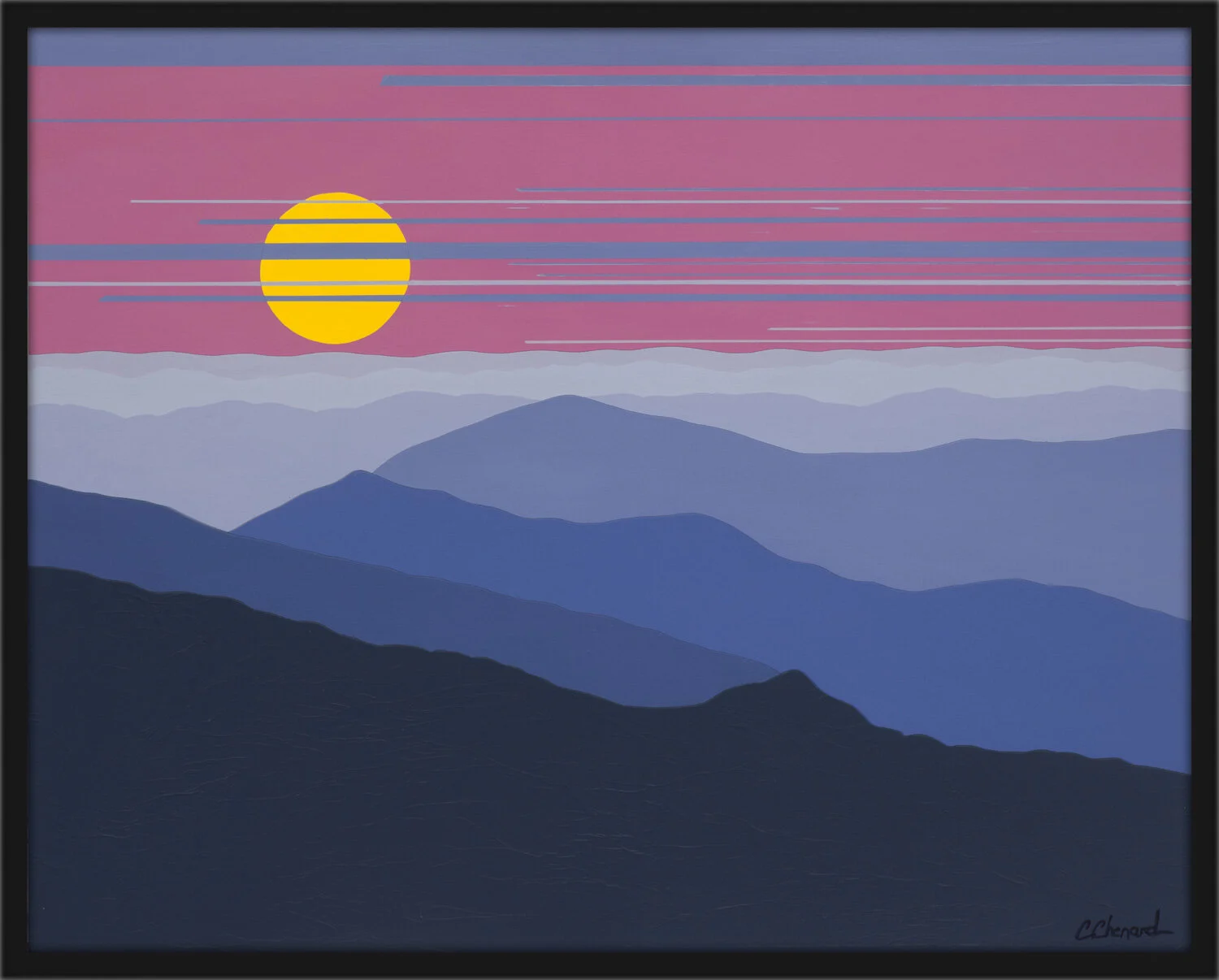 FULL MOON OVER THE SMOKIES, 3-D Painting, Acrylic on Layered Wood, 26 x 32 x 2 inches, $1450/SOLD   cat.#167