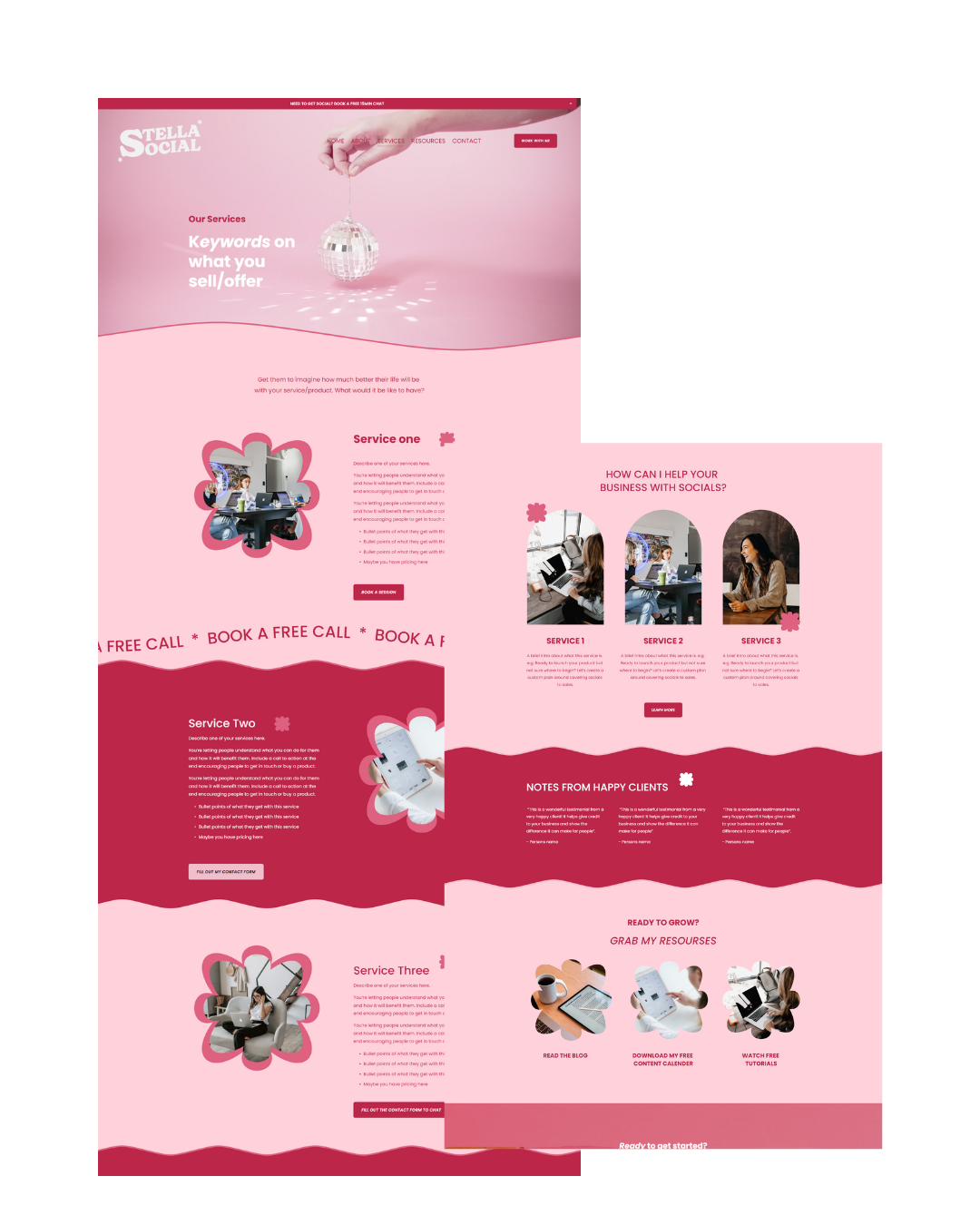 Stella Social Squarespace website template | Social media managers ...