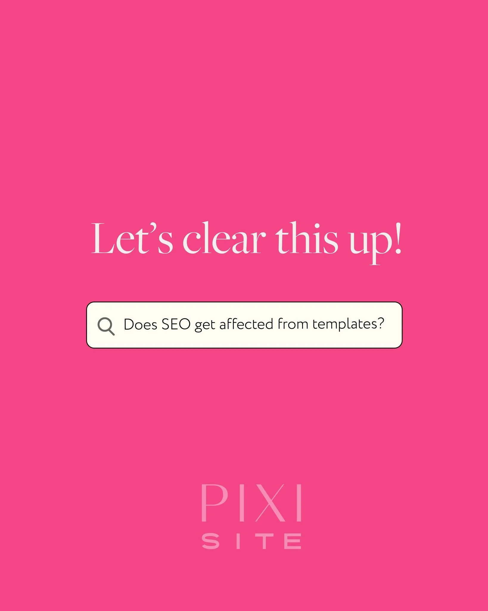 Let&rsquo;s clear this one up once and for all!

Templates do NOT tank your SEO. Squarespace&rsquo;s SEO tools work exactly the same whether your site is templated or fully custom. 

What actually matters? Your page titles, your alt-text, your actual