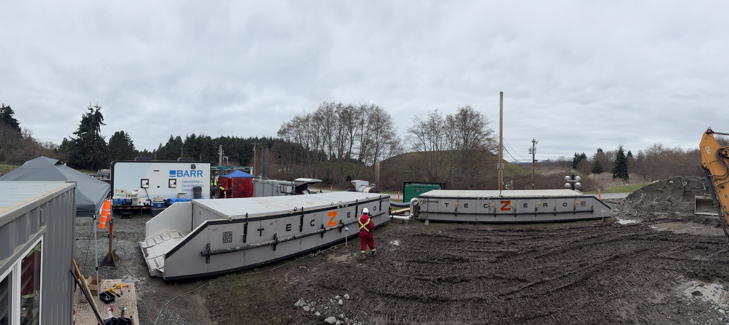 Remediation team on site with TecZero thermal technology bins