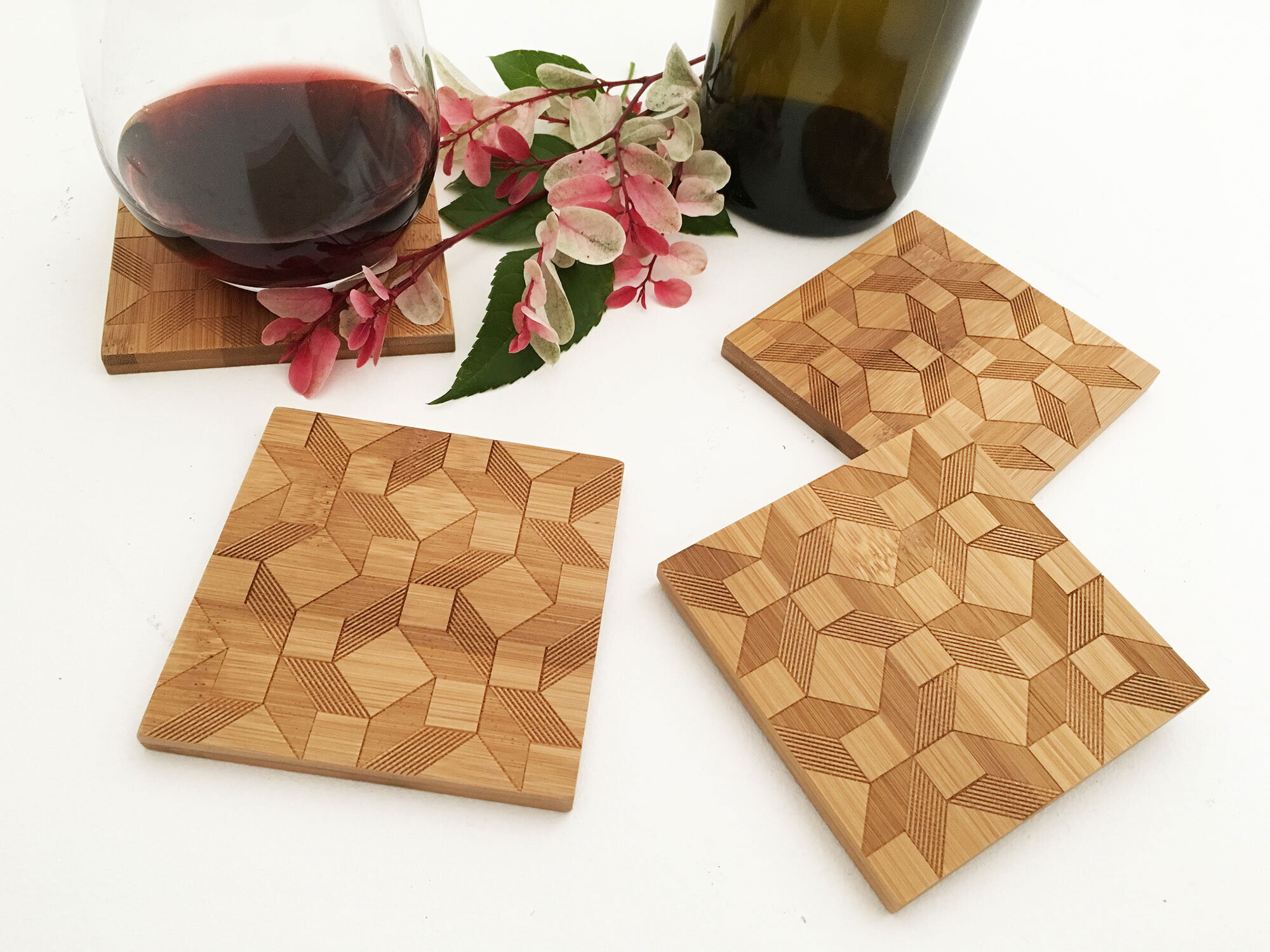 Idle Moments Bamboo Coasters (Set of 4)