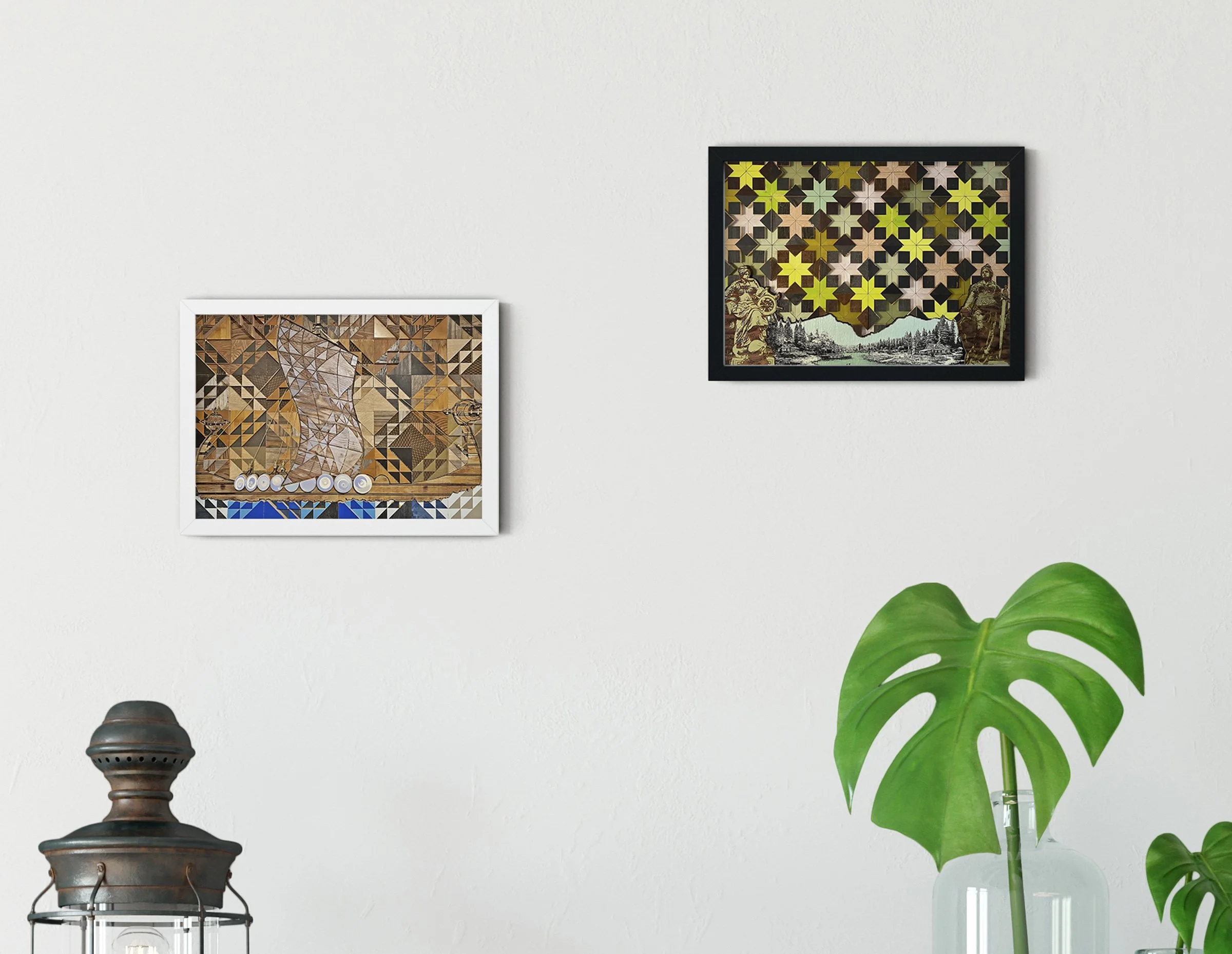 Set of 2 Quilt-Inspired Art Prints, 5" x 7" 