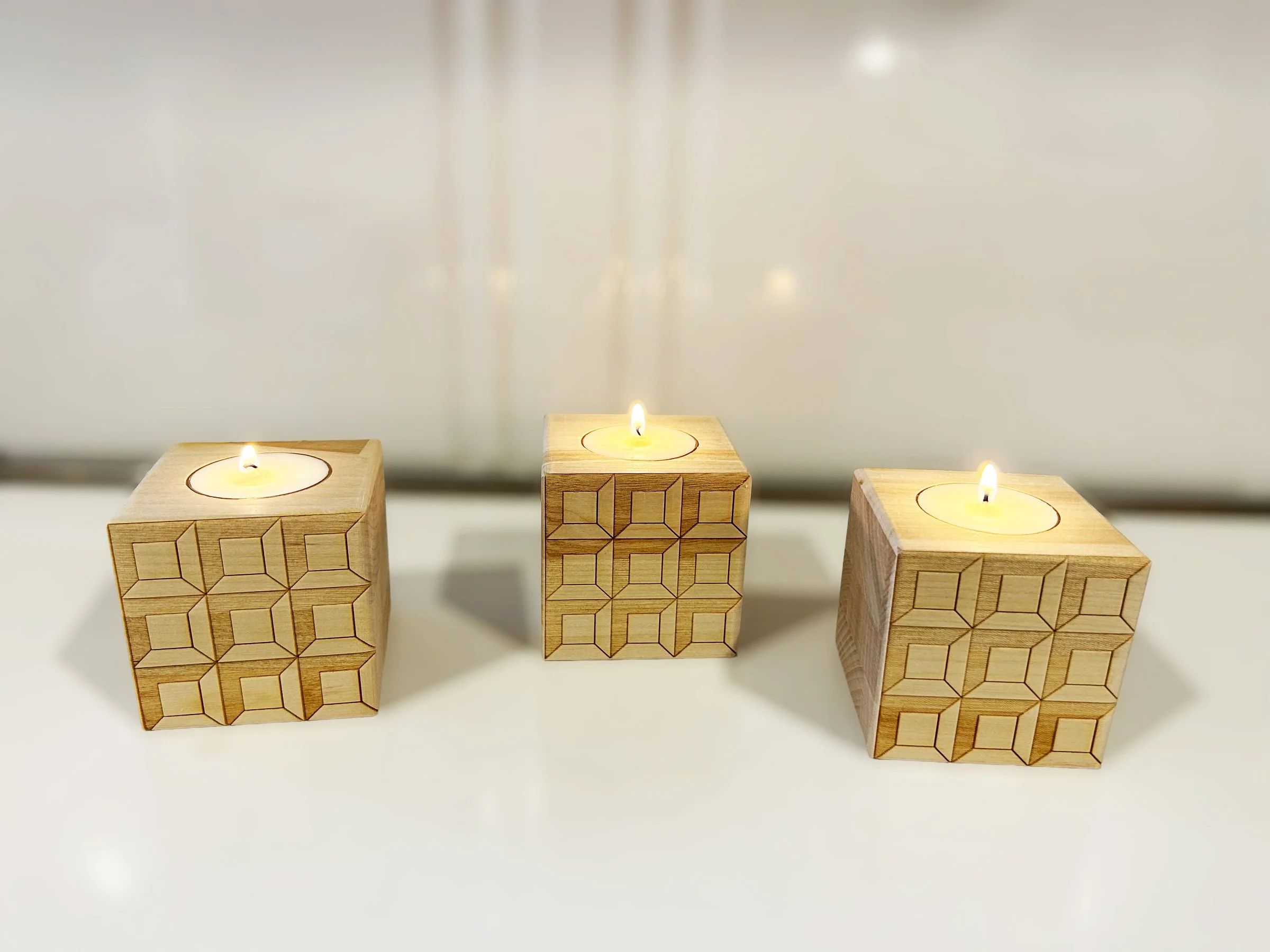 Lattice Square Tealight Holder Set