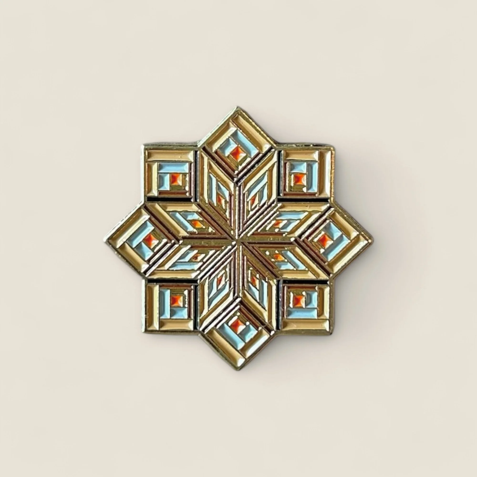 Broken Star Log Cabin Pin